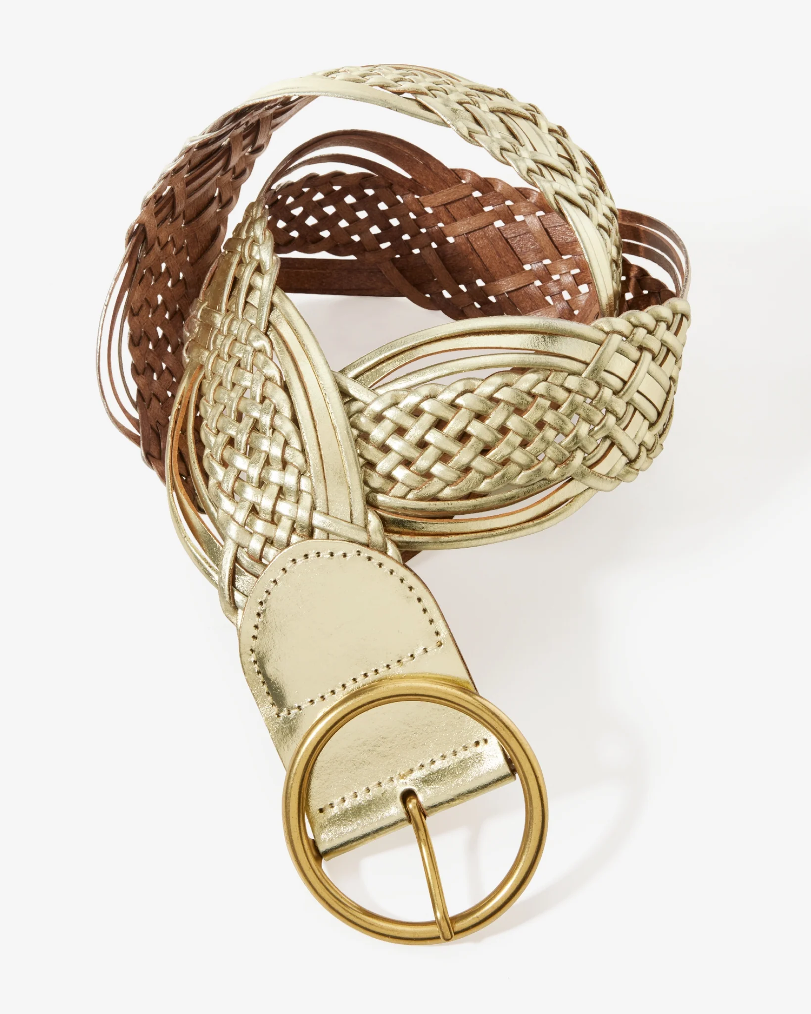 Metallic Braided Buckle Belt Gold - Mycitystee