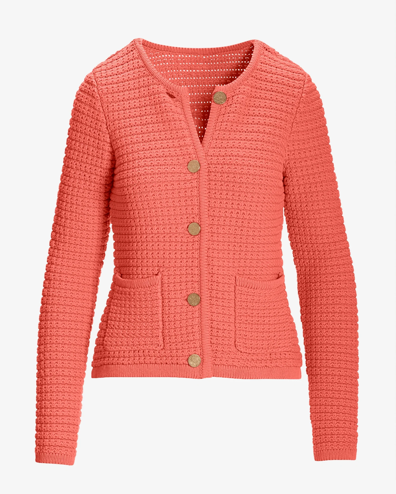 Textured Button Up Lady Cardigan Shell Pink - Mycitystee