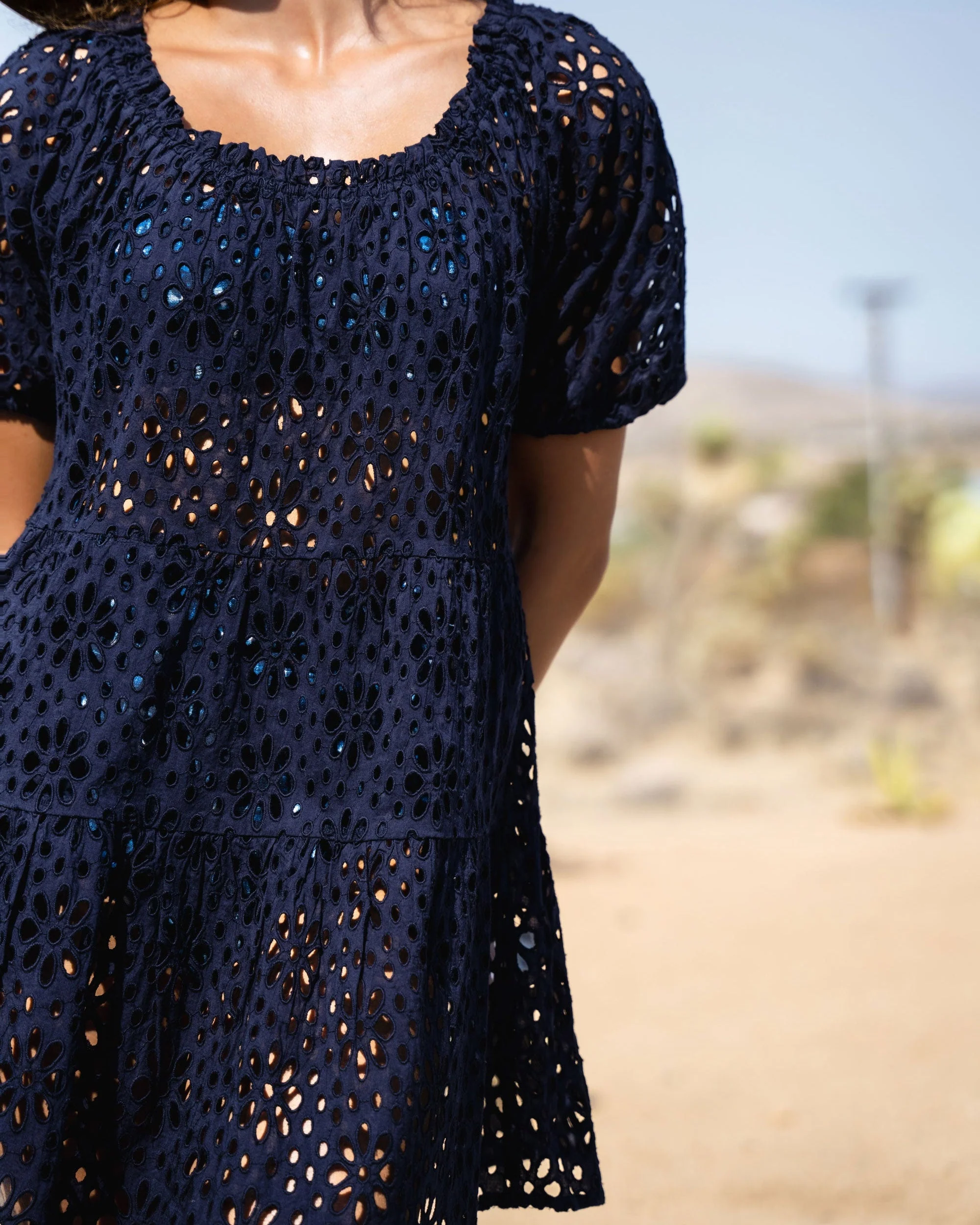 Kelly Dress Navy Seaside Eyelet - Mycitystee