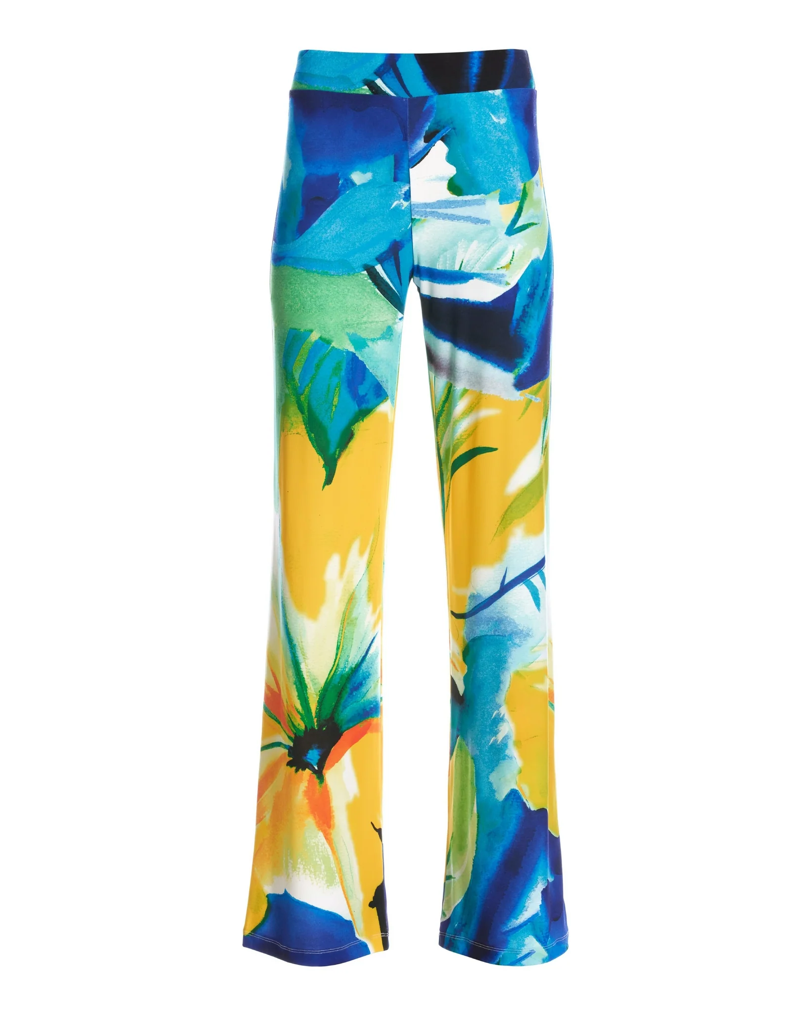 Valencia Florals Knit Palazzo Pant Blue/Yellow - Mycitystee