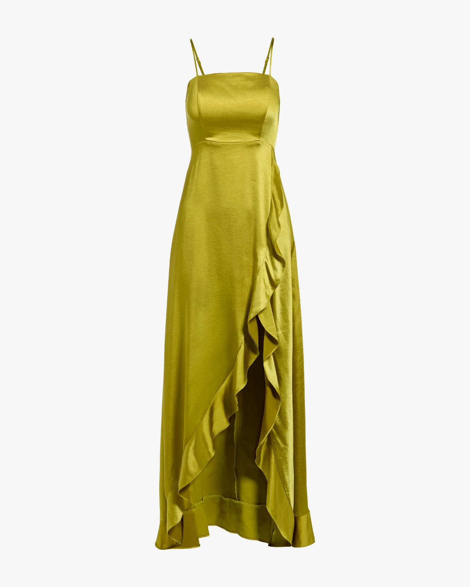Luxe Satin Ruffle Gown Citronelle - Mycitystee