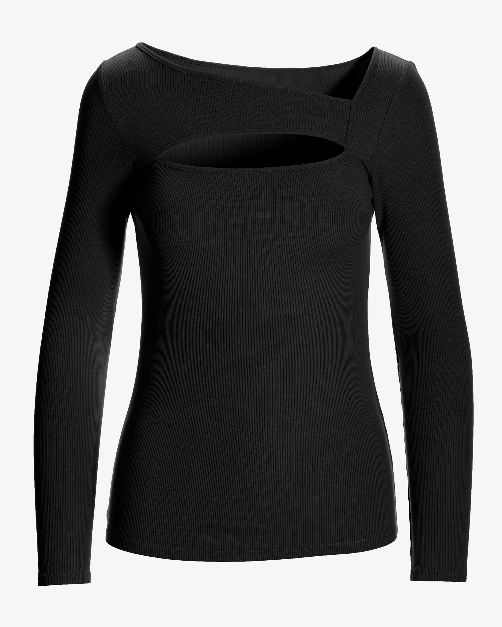 So Essential Ribbed Keyhole Cut Out Top Proper Black - Mycitystee