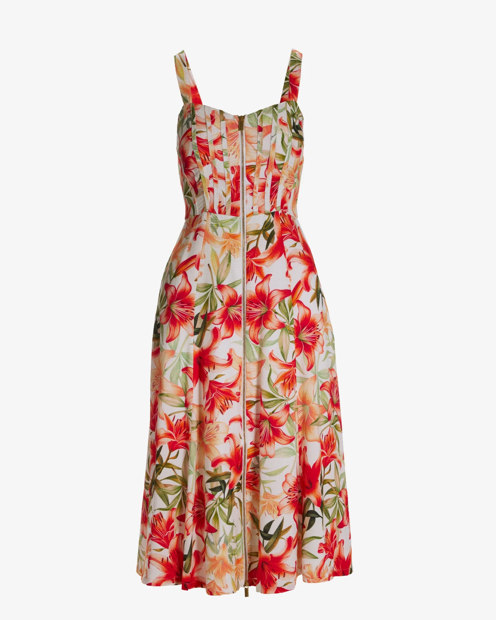 Lily Amore Print Zip Up Fit and Flare Midi Dress Lily Amore - Mycitystee