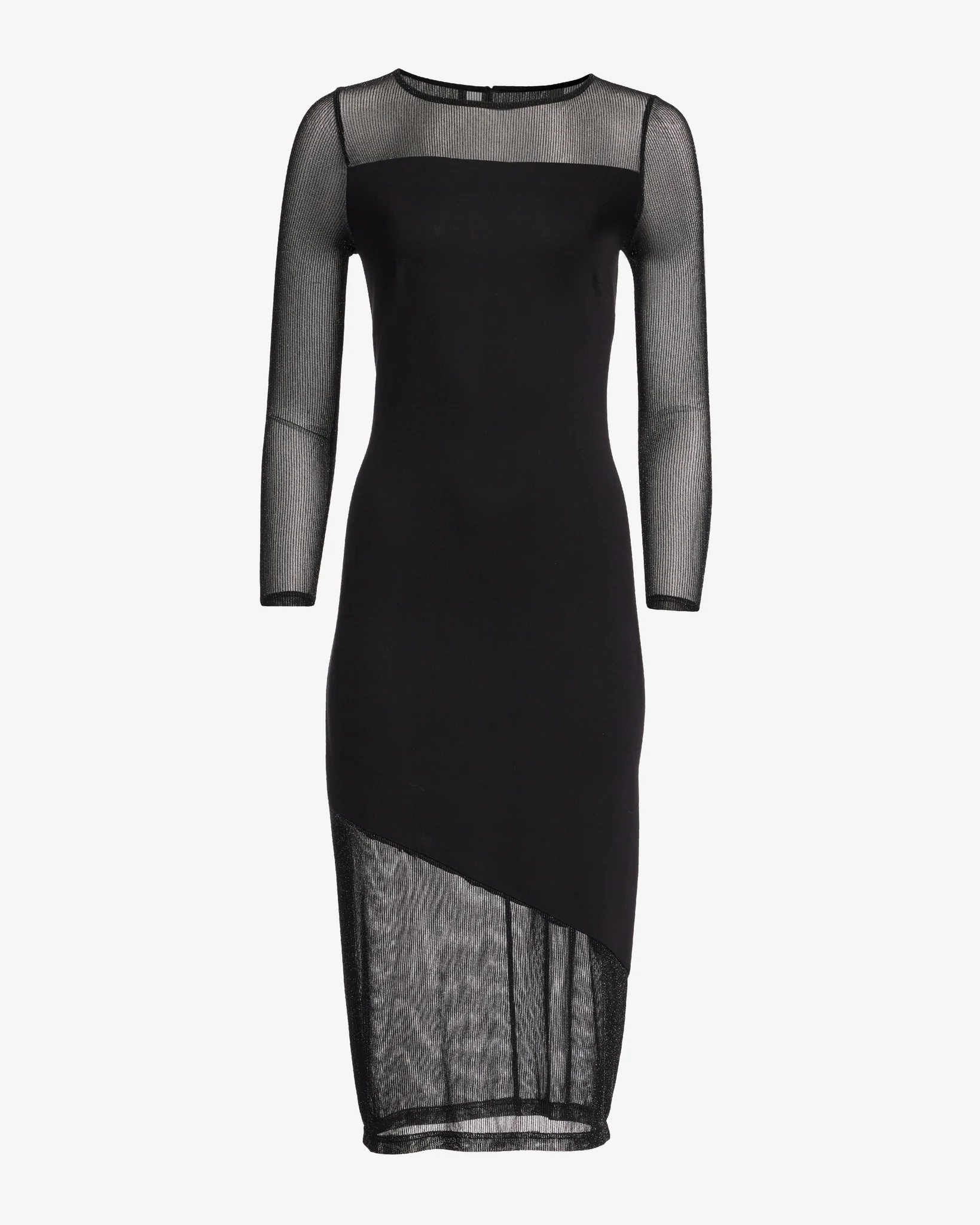 Asymmetrical Shimmer Mesh Midi Dress Black - Mycitystee