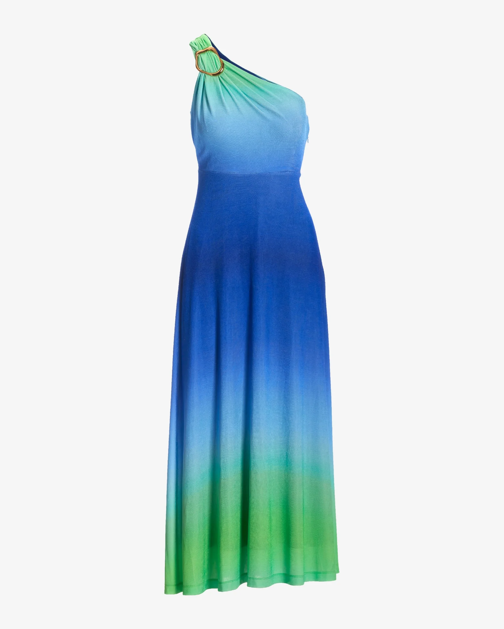 Limelight Ombre One Shoulder Hardware Detail Dress Blue Green - Mycitystee