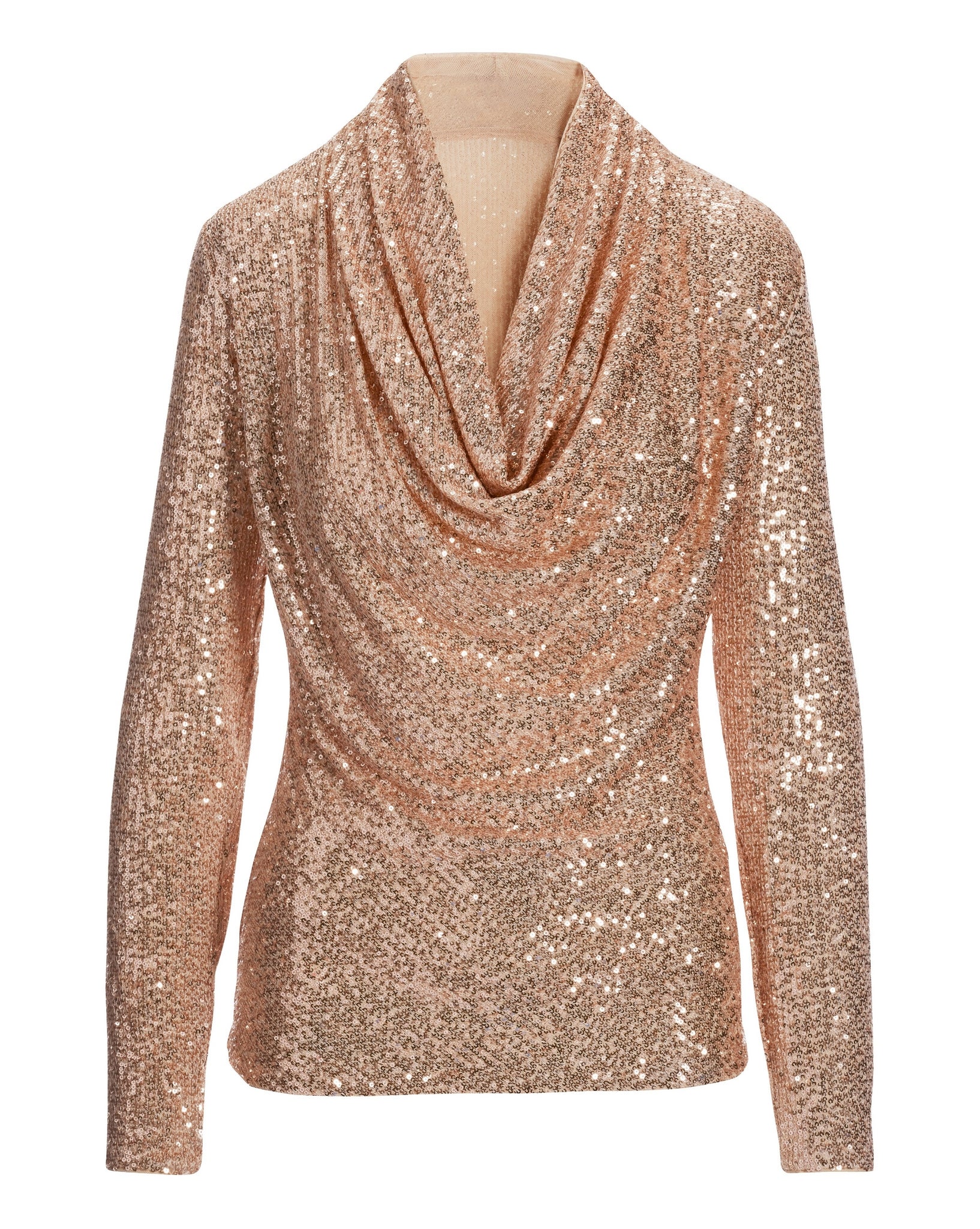 Sequin Cowl Neck Knit Top Blush - Mycitystee