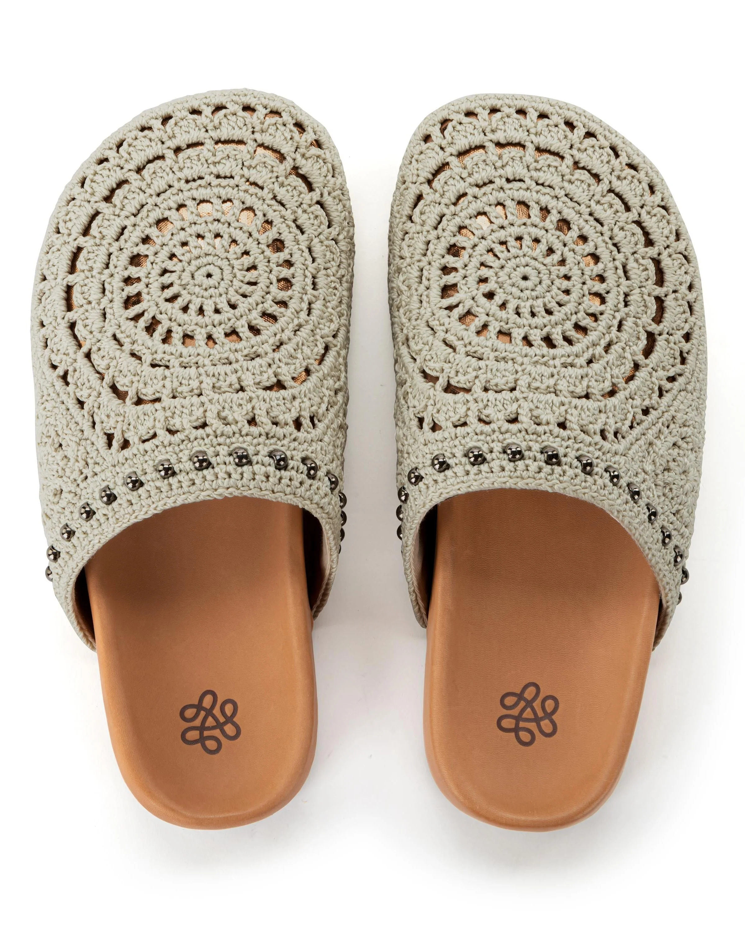 Bolinas Clog - Hand Crochet - Natural Grey Medallion - Mycitystee