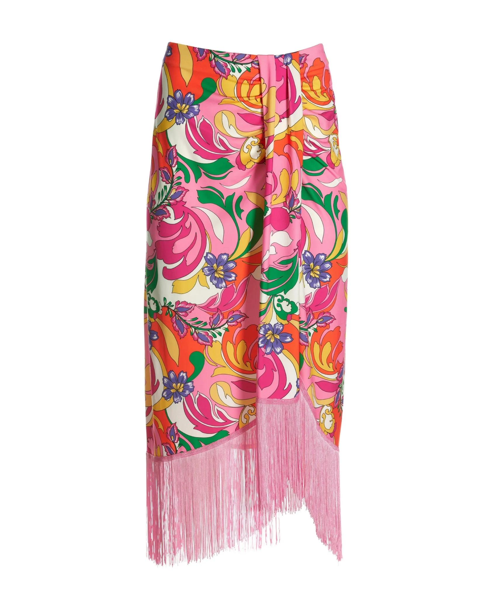 Paris Paisley Fringe Wrap Skirt Multi - Mycitystee