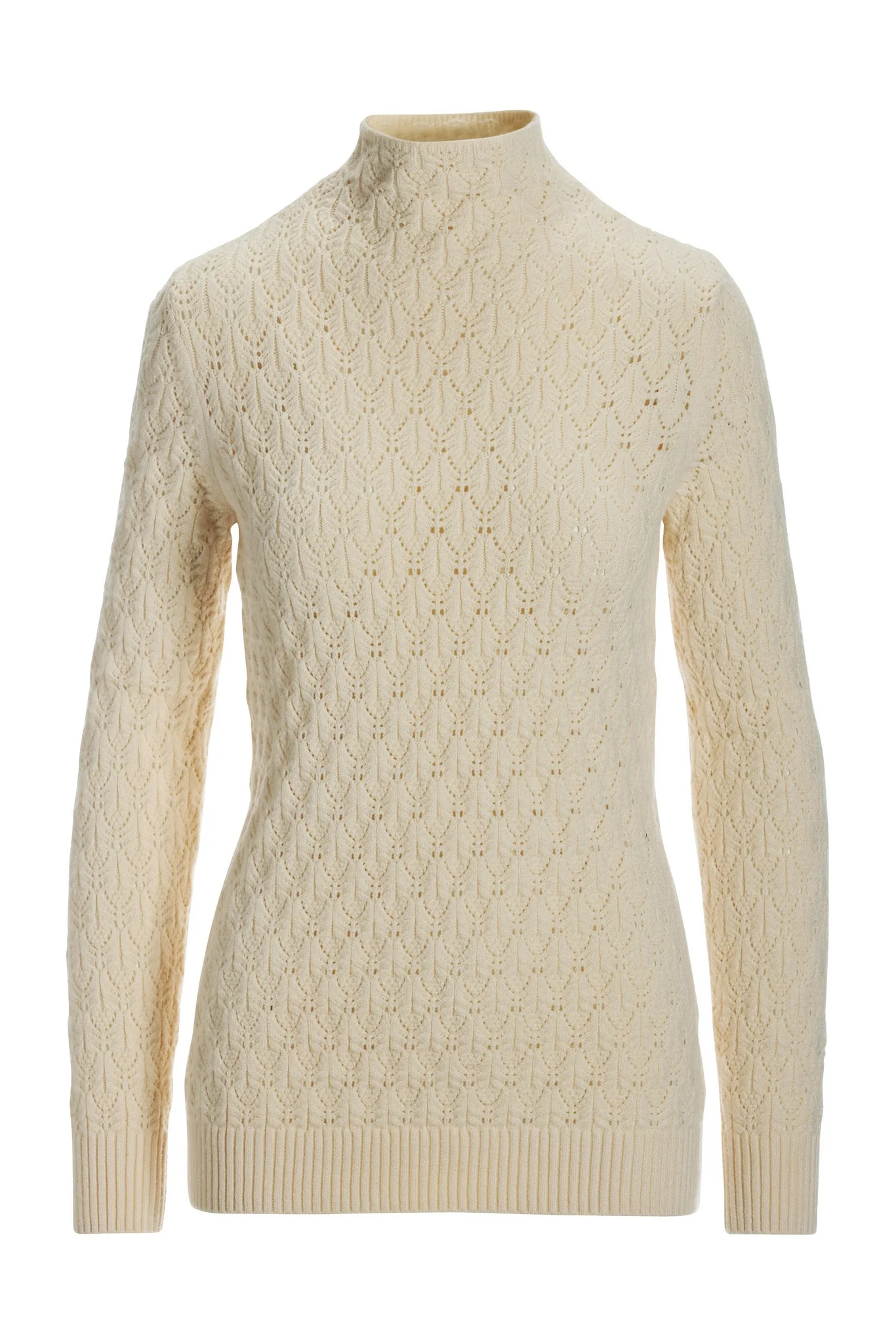 Pointelle Turtleneck Sweater Cream - Mycitystee