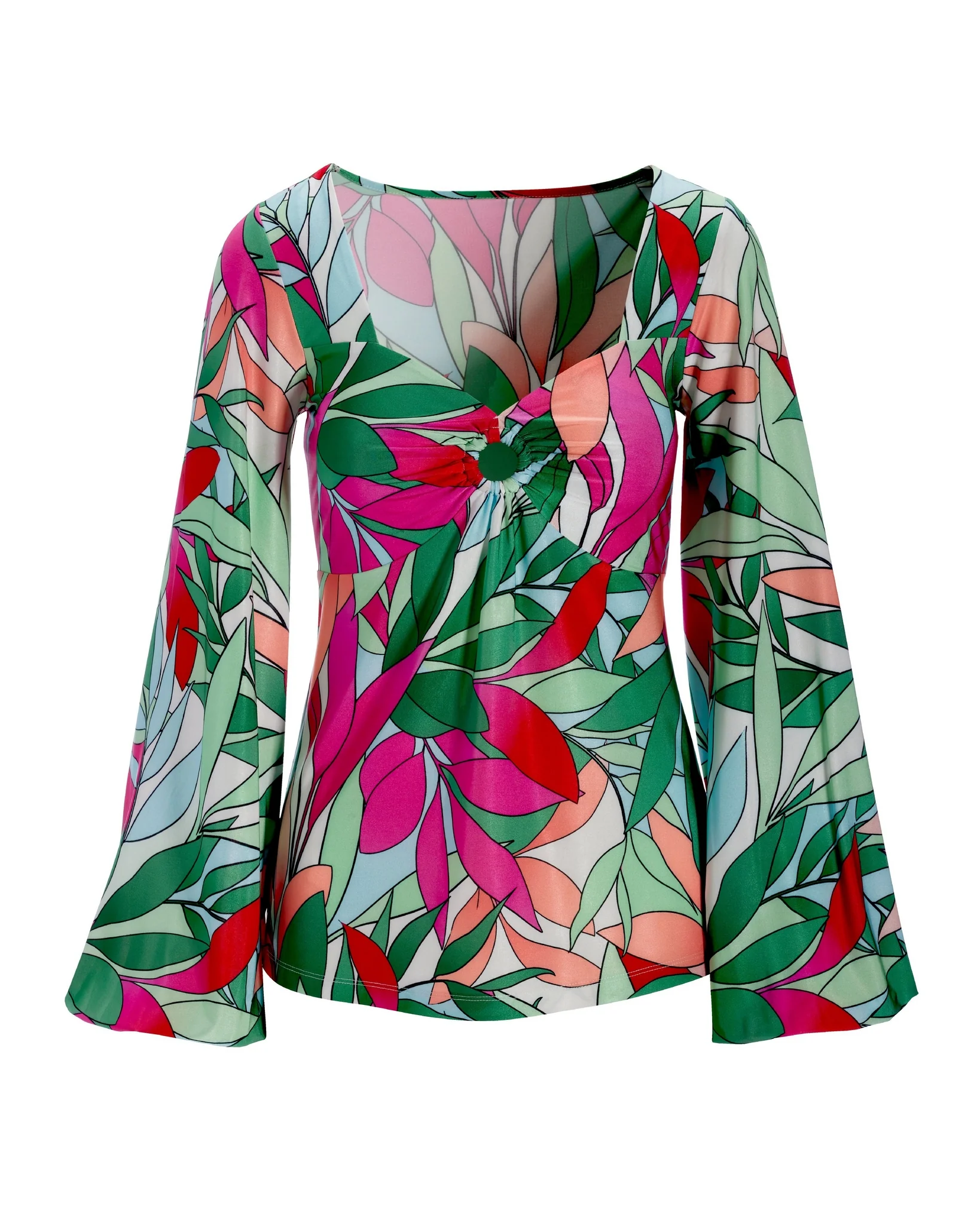 Palma Rainforest Sweetheart Ring Knit Top Multi - Mycitystee