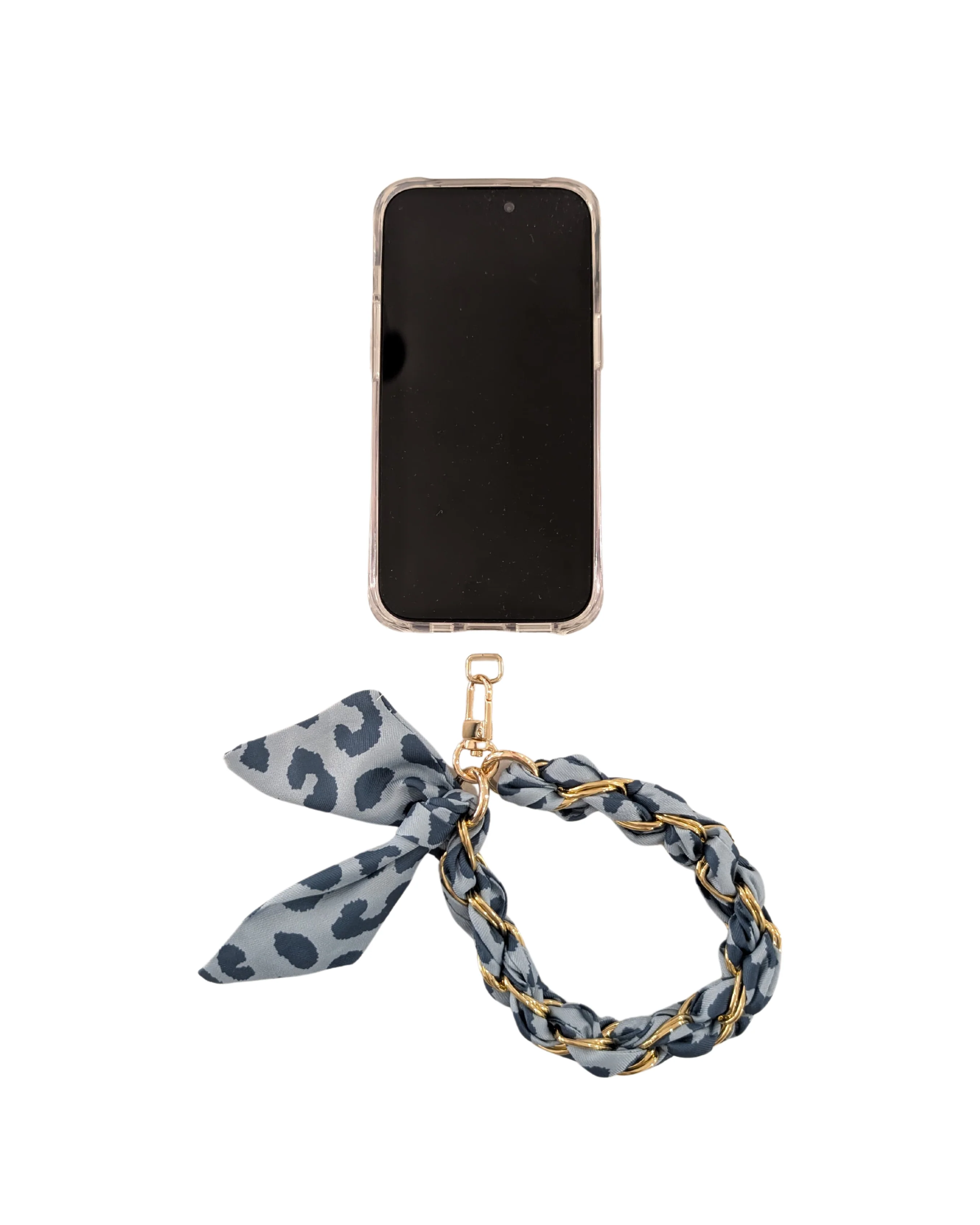 Denim Cheetah Phone Wristlet - Mycitystee
