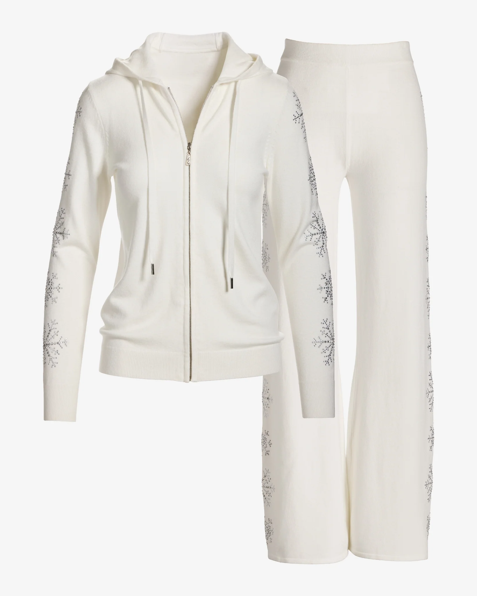 Snowflake Embellished Lounge Set Off White - Mycitystee