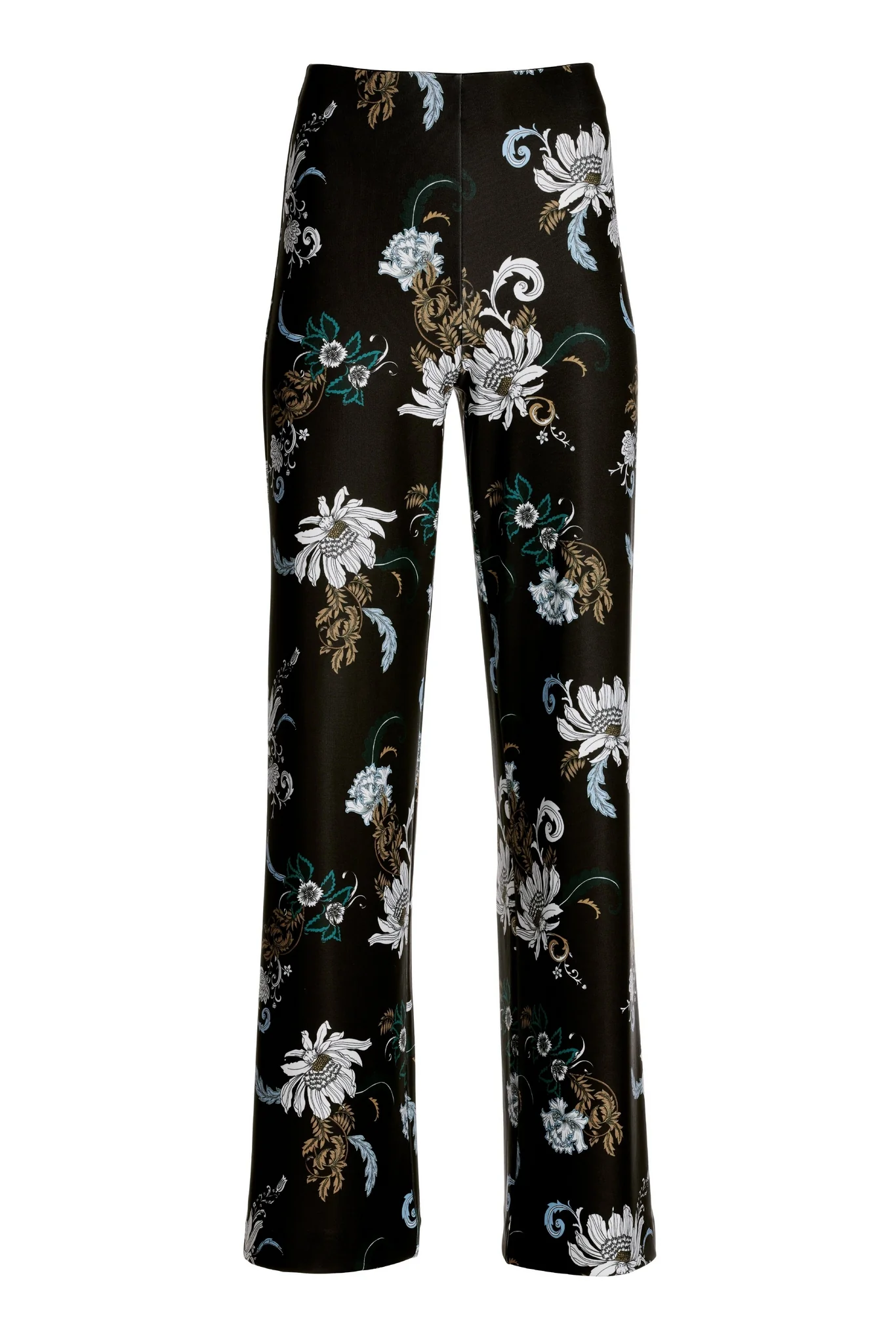Beyond Travel Floral Status Print Palazzo Pant Black Multi - Mycitystee