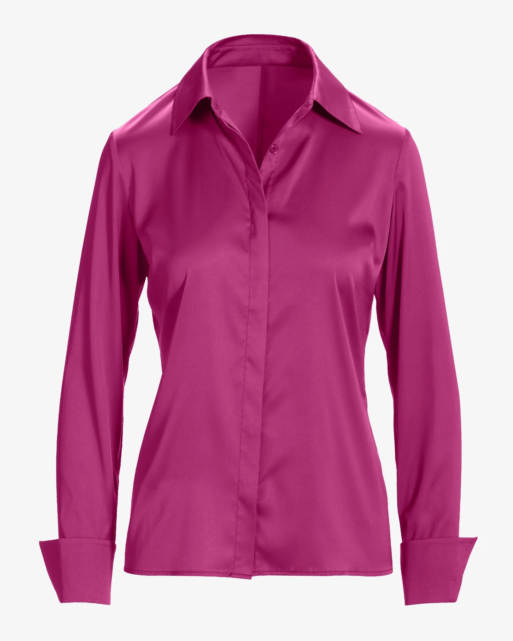 Sophia Button-Up Charmeuse Blouse Festival Fuchsia - Mycitystee