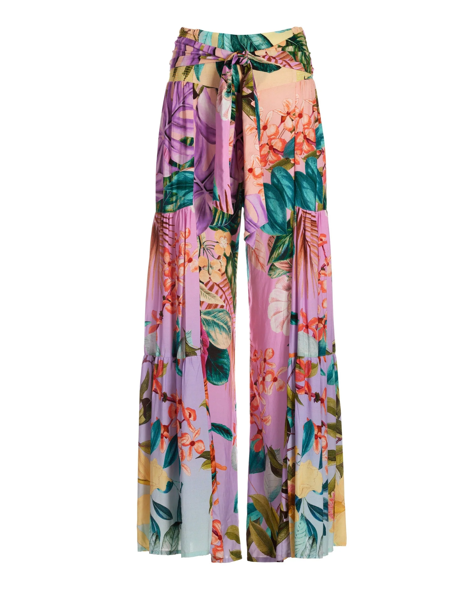Floral Printed Cover Up Pant Lilac Multi - Mycitystee