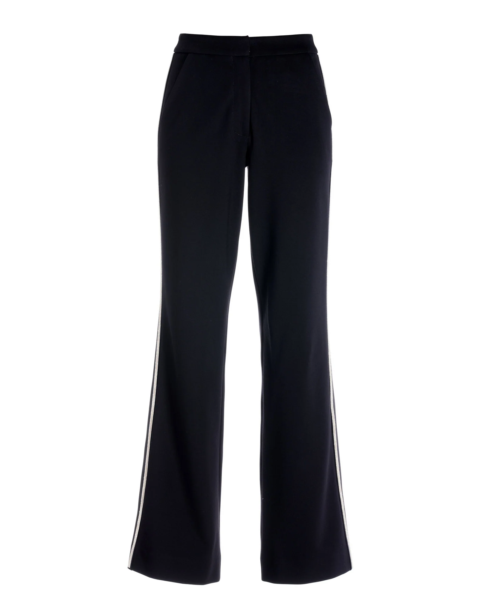 Crystal Shimmer Trim Ponte Trouser Pant Black/Silver - Mycitystee
