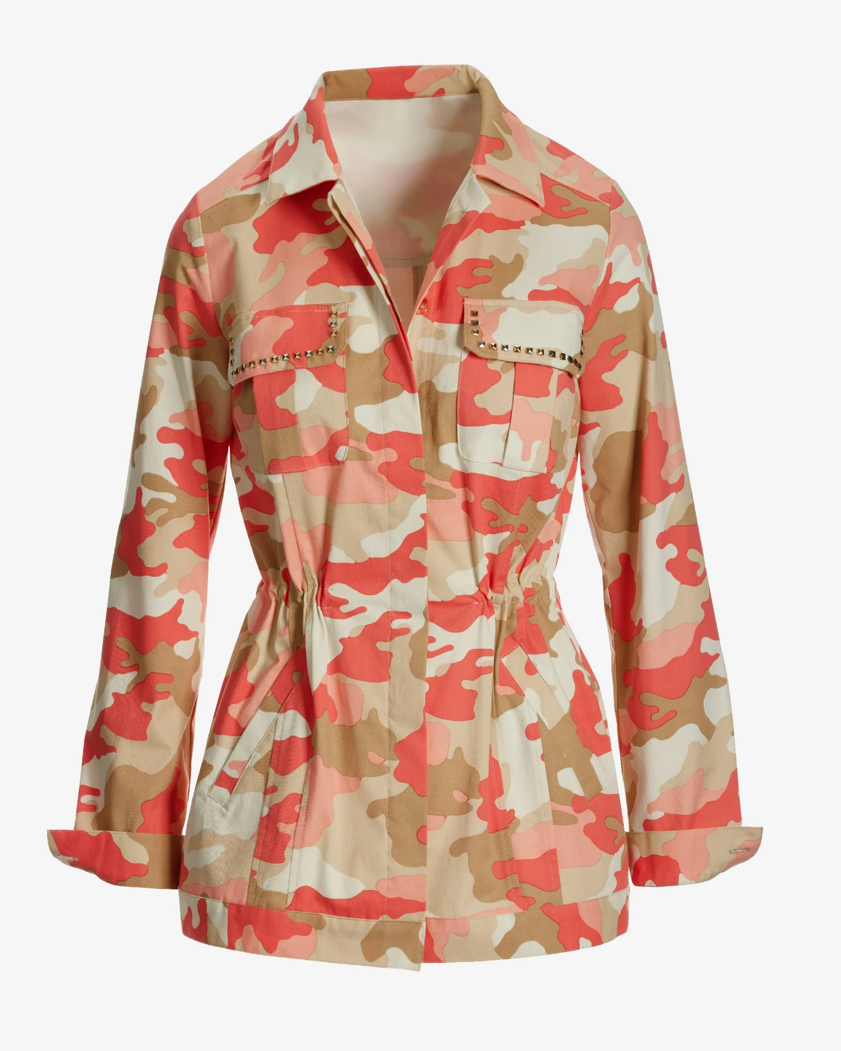 chic camo print studded utility jacket Pink - Mycitystee