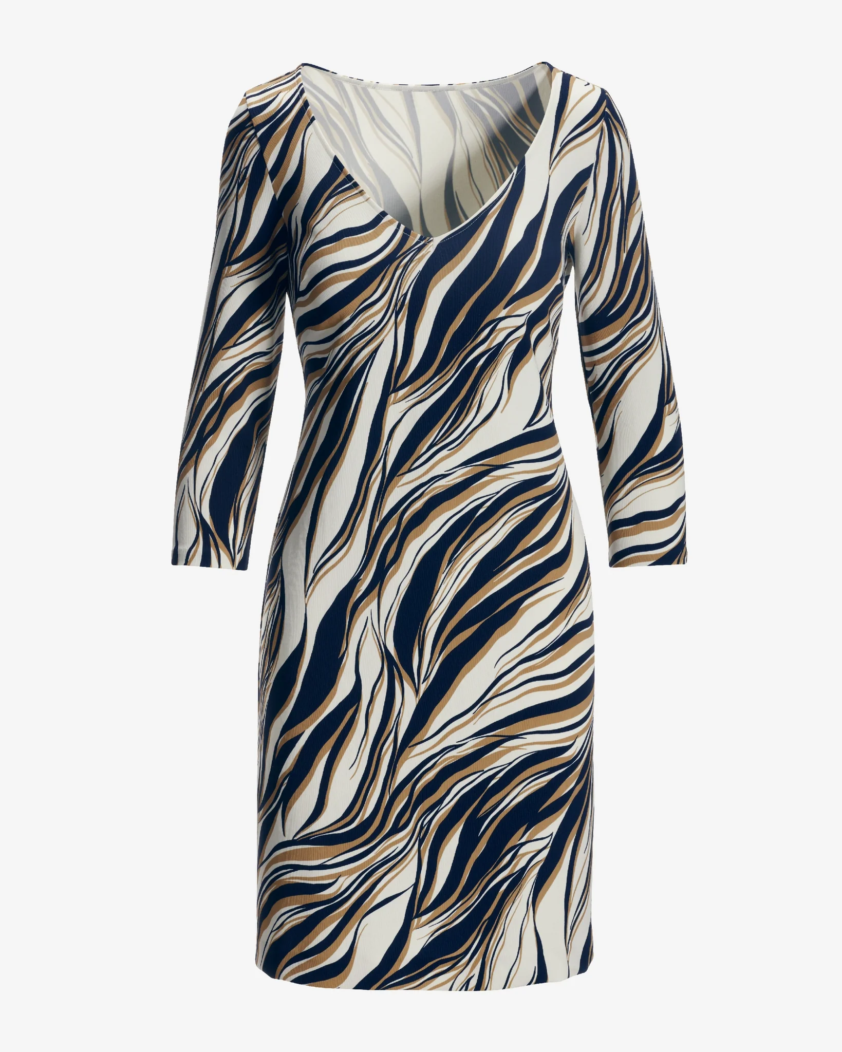 Beyond Travel Cape Town Zebra Print Short Dress Maritime Navy/Camel - Mycitystee