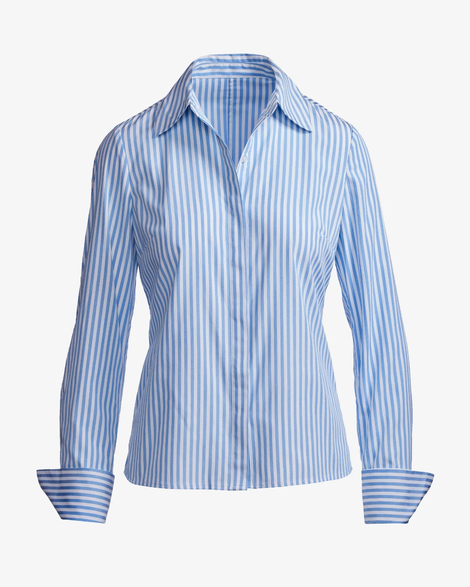 Sophia Print Button Up Poplin Shirt Blue Multi - Mycitystee