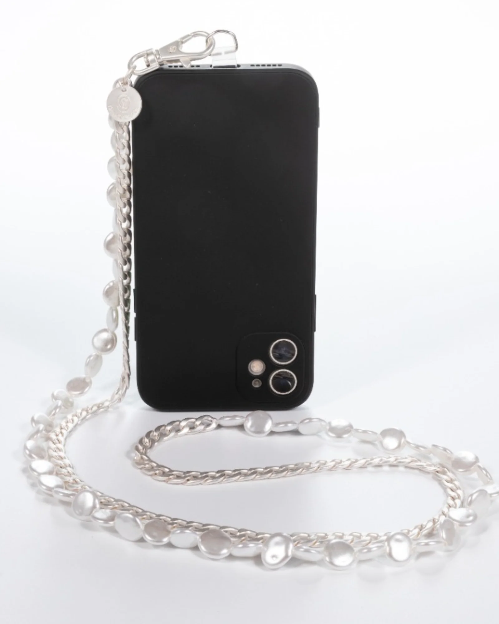 Something About Silver - Matte Silver & Pearl Crossbody Phone Chain - Mycitystee