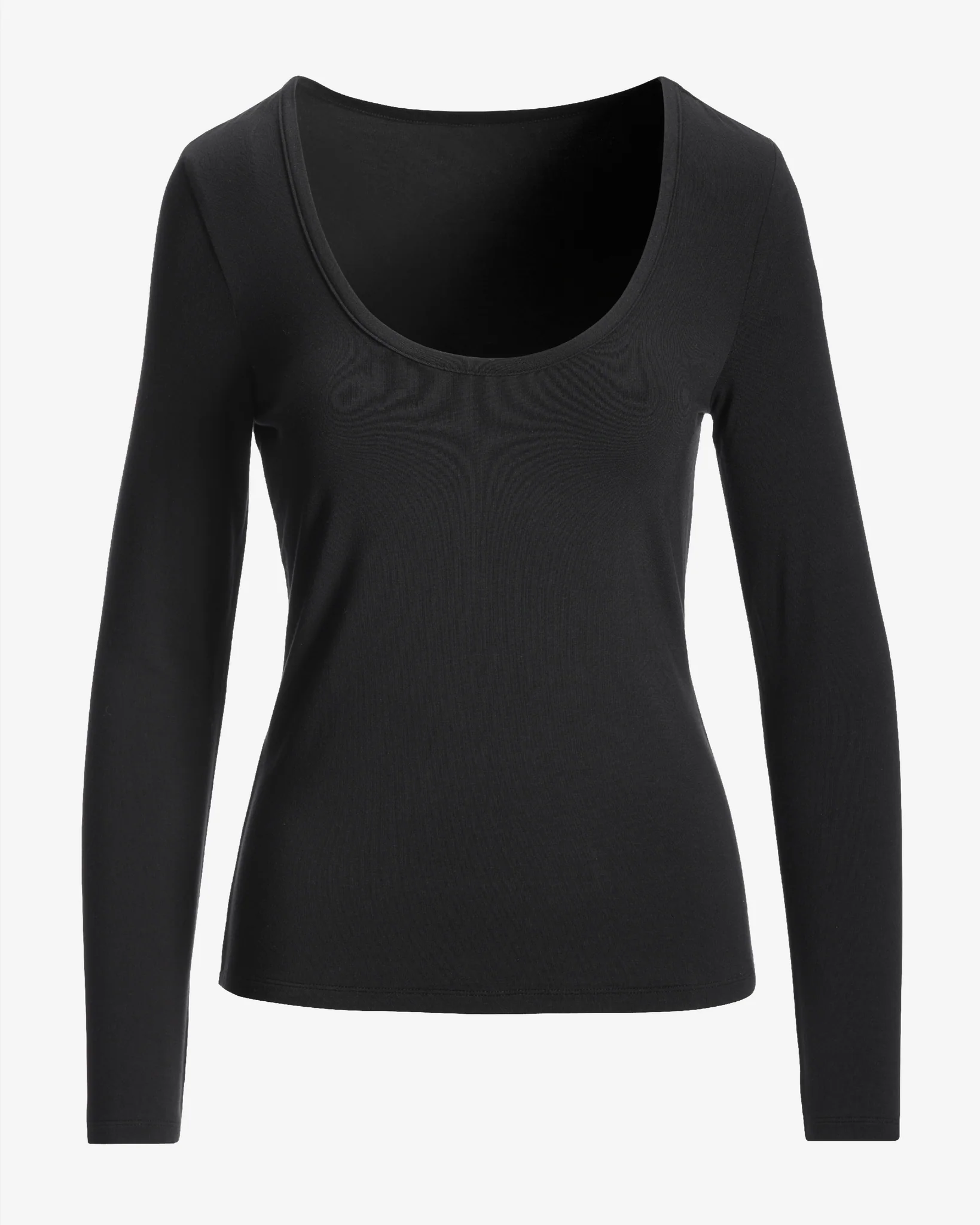 So Effortless Long Sleeve Scoop Neck Knit Top Proper Black - Mycitystee