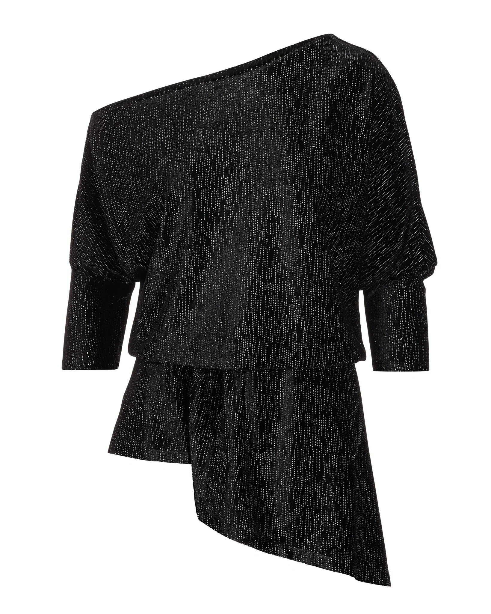 Metallic Velvet Slouchy Tunic Knit Top Black Multi - Mycitystee