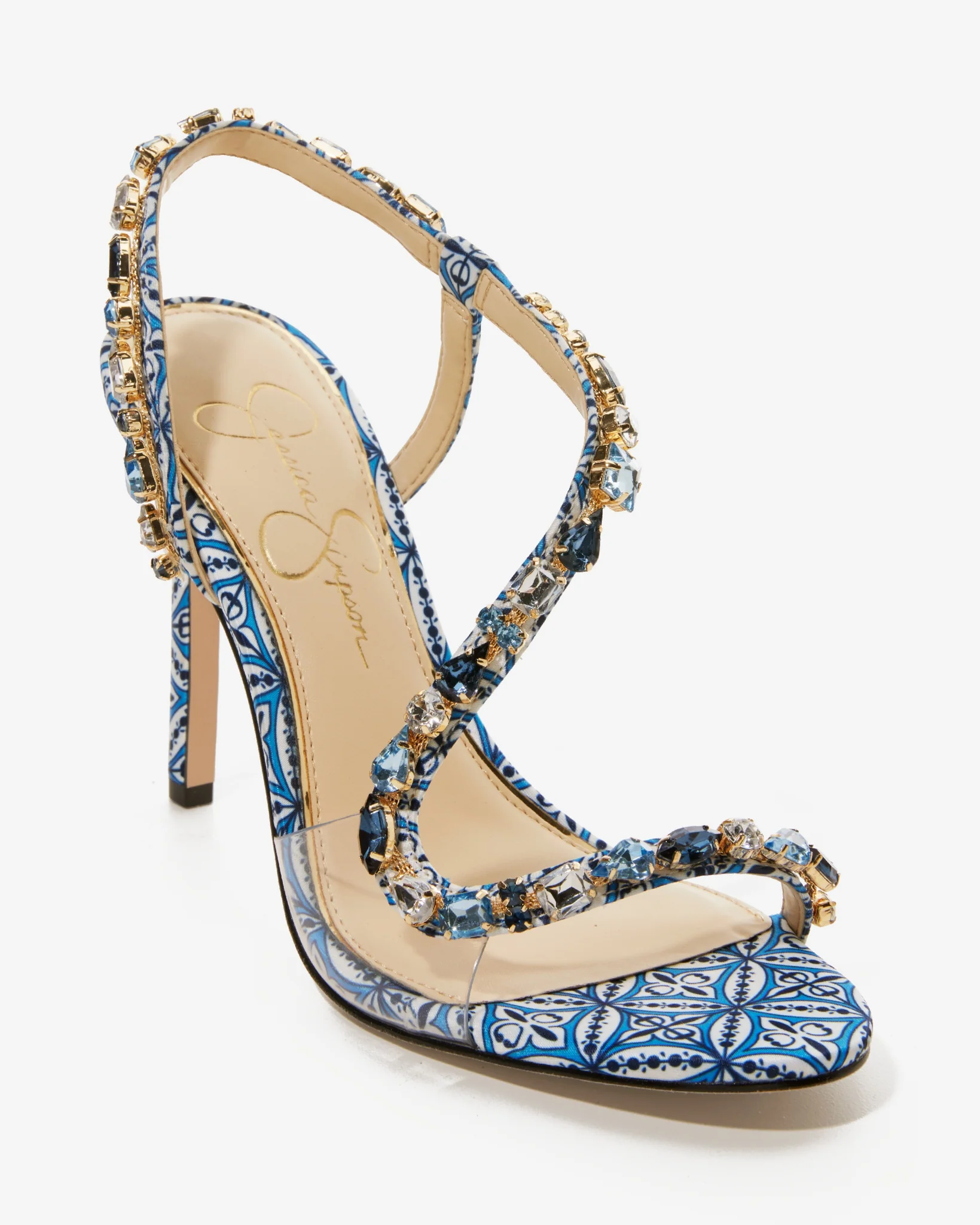 Printed Embellished Heel Blue Multi - Mycitystee