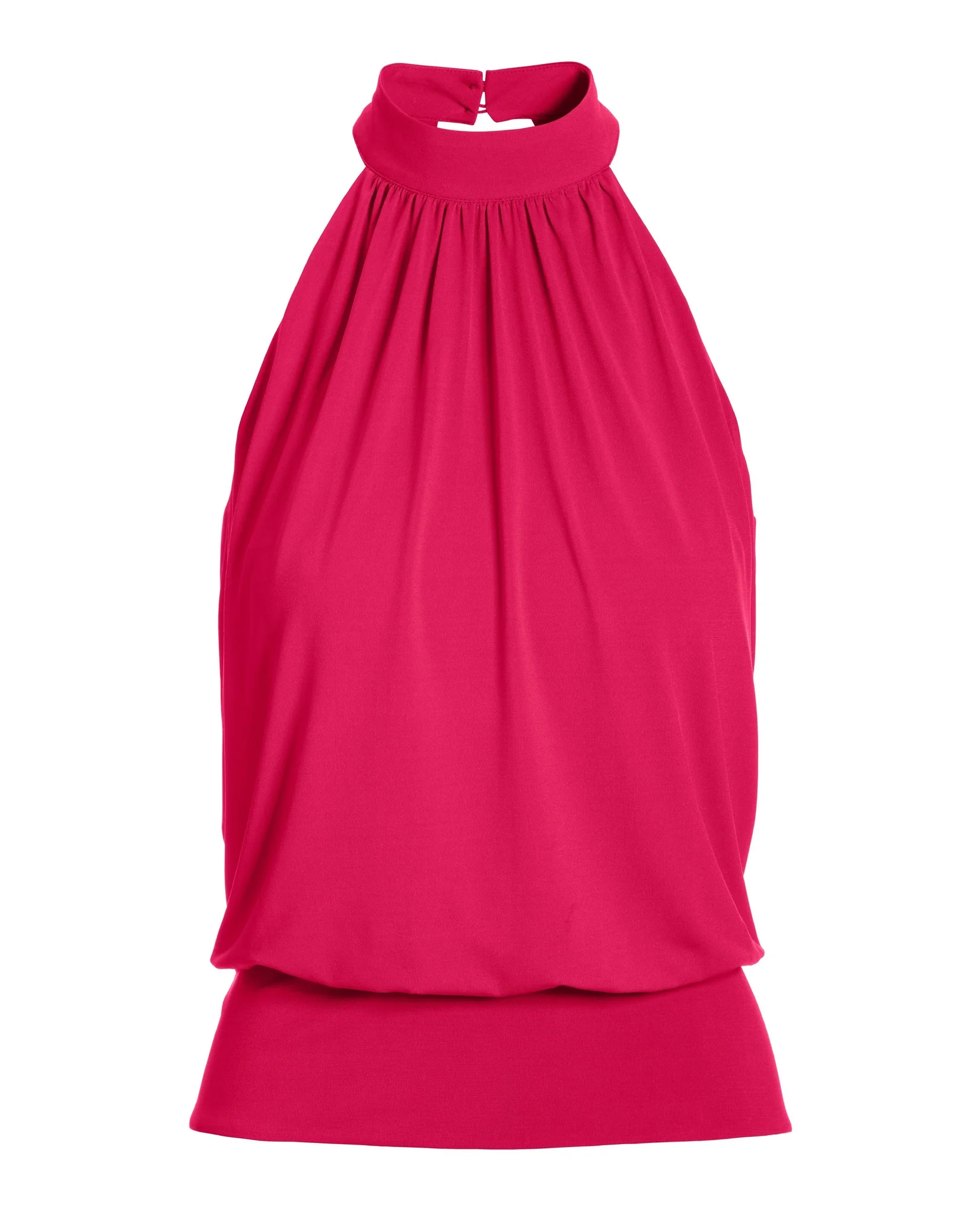 Halter Banded-Bottom Mock-Neck Knit Top Raspberry - Mycitystee