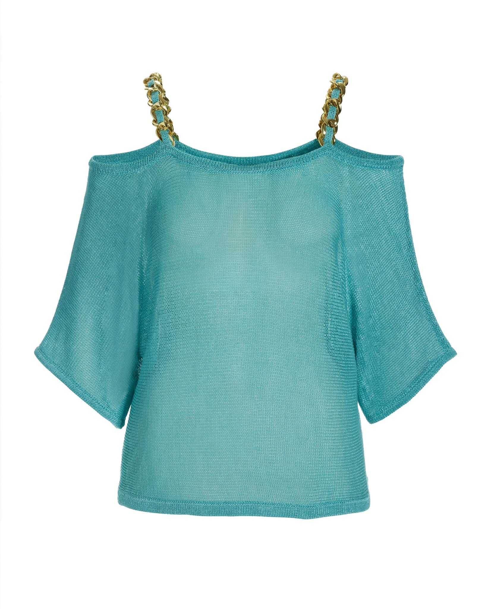 Metallic Chain Strap Poncho Blue - Mycitystee