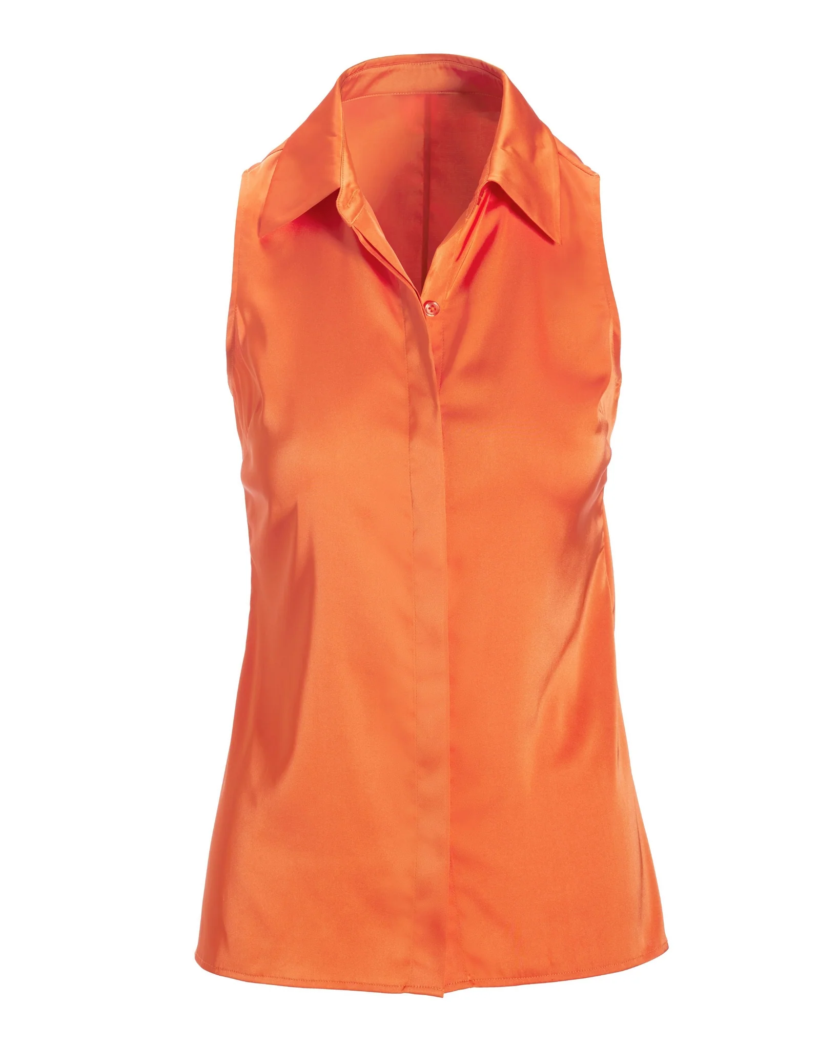 Heidi Sleeveless Button Up Charmeuse Blouse Firecracker - Mycitystee