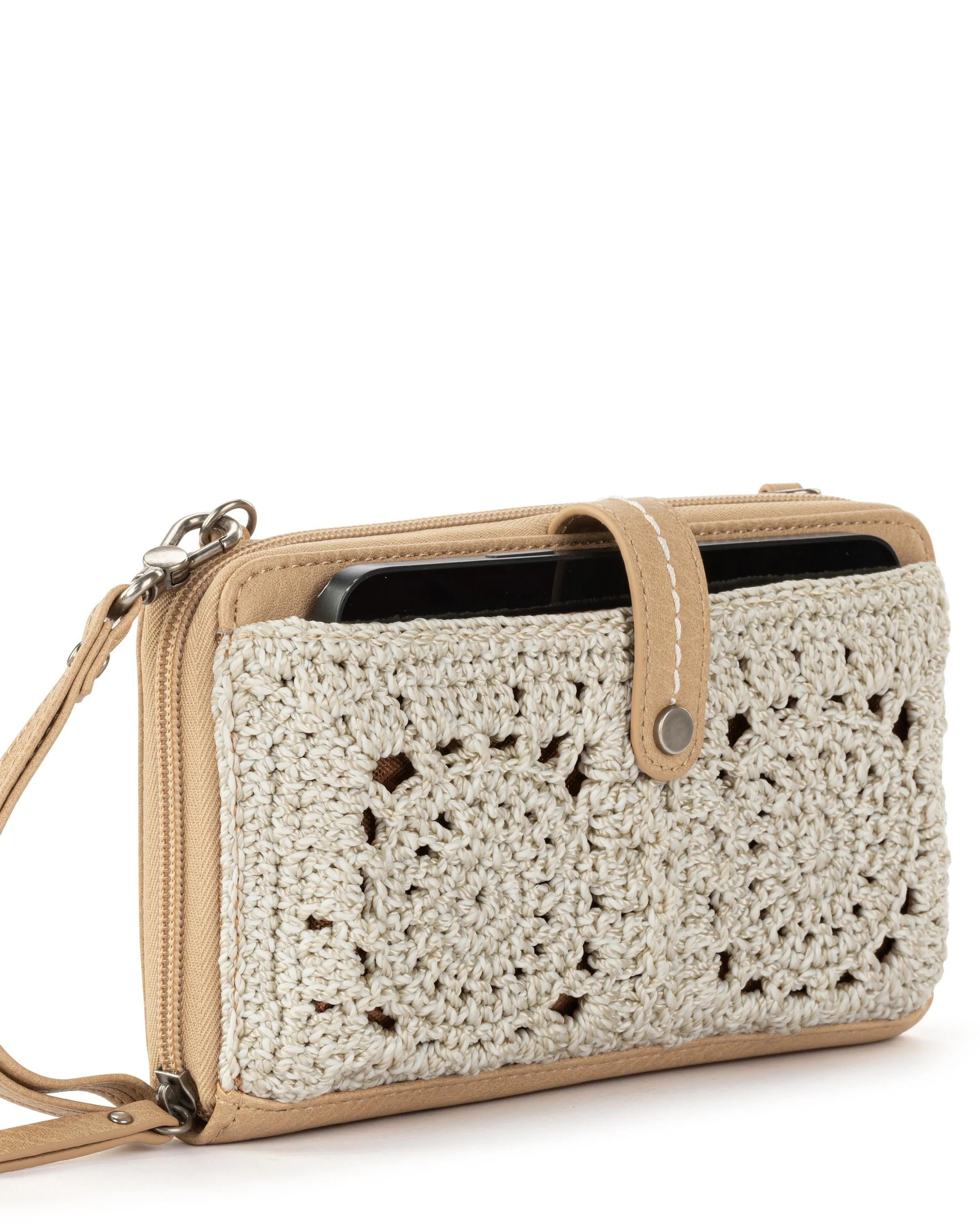 Iris Smartphone Wallet - Hand Crochet - Natural Medallion - Mycitystee