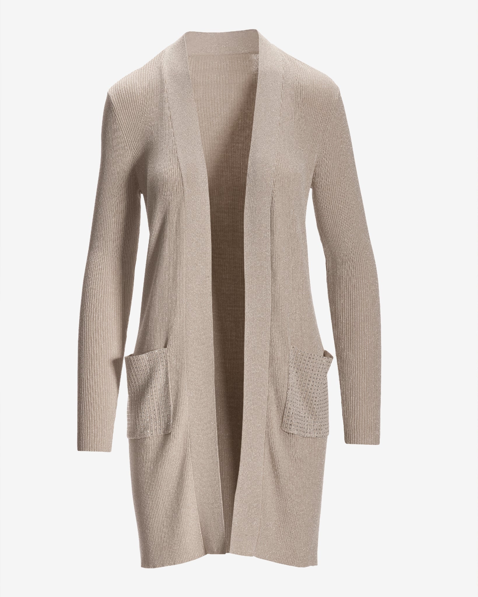 Rhinestone Pocket Lounge Cardigan Champagne - Mycitystee