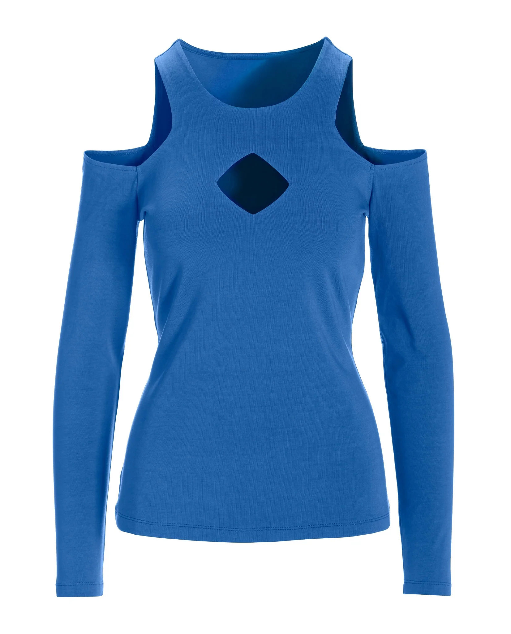 So Sexy Keyhole Cold Shoulder Knit Top Palace Blue - Mycitystee