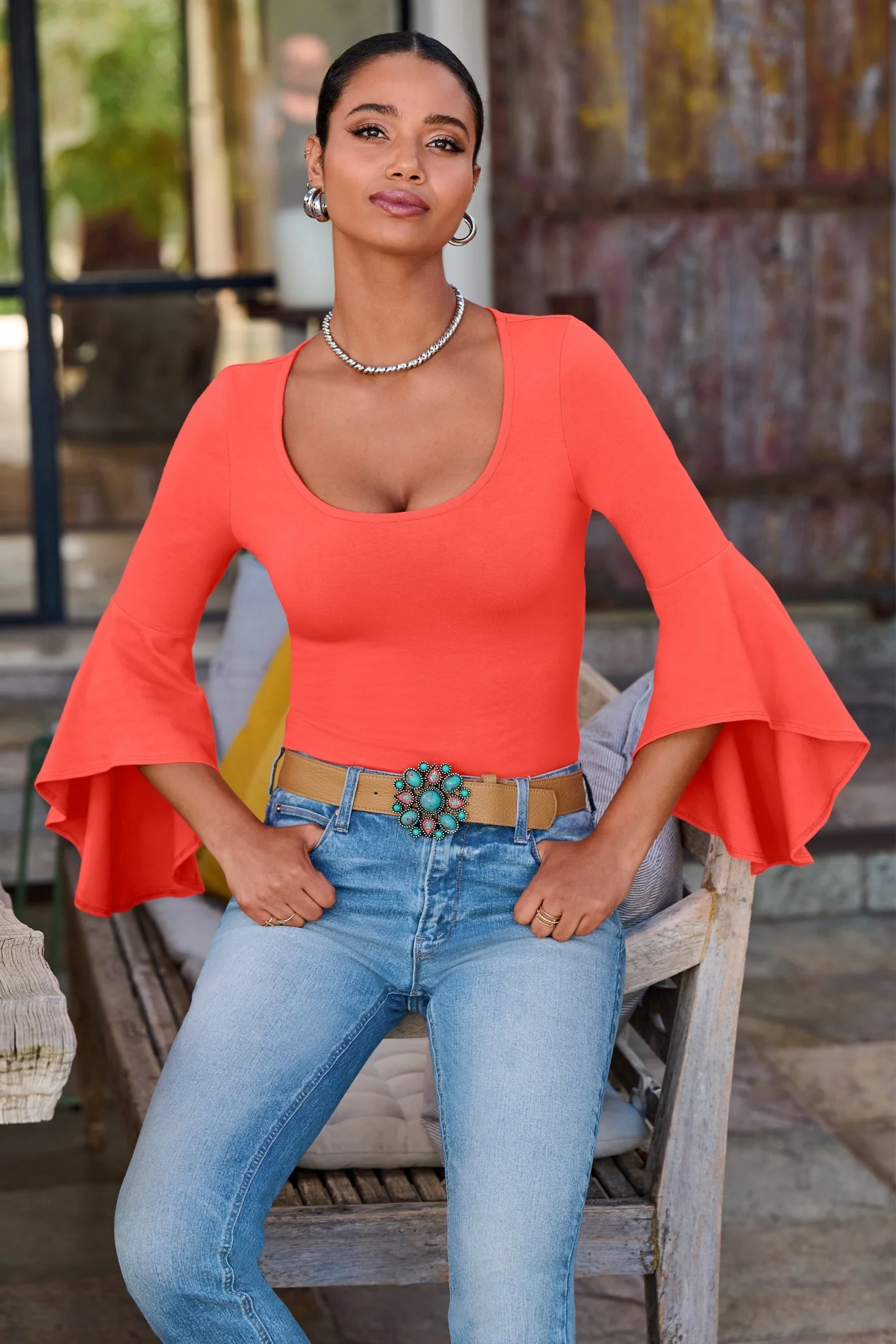 Turquoise Sunburst Buckle Belt Tan - Mycitystee