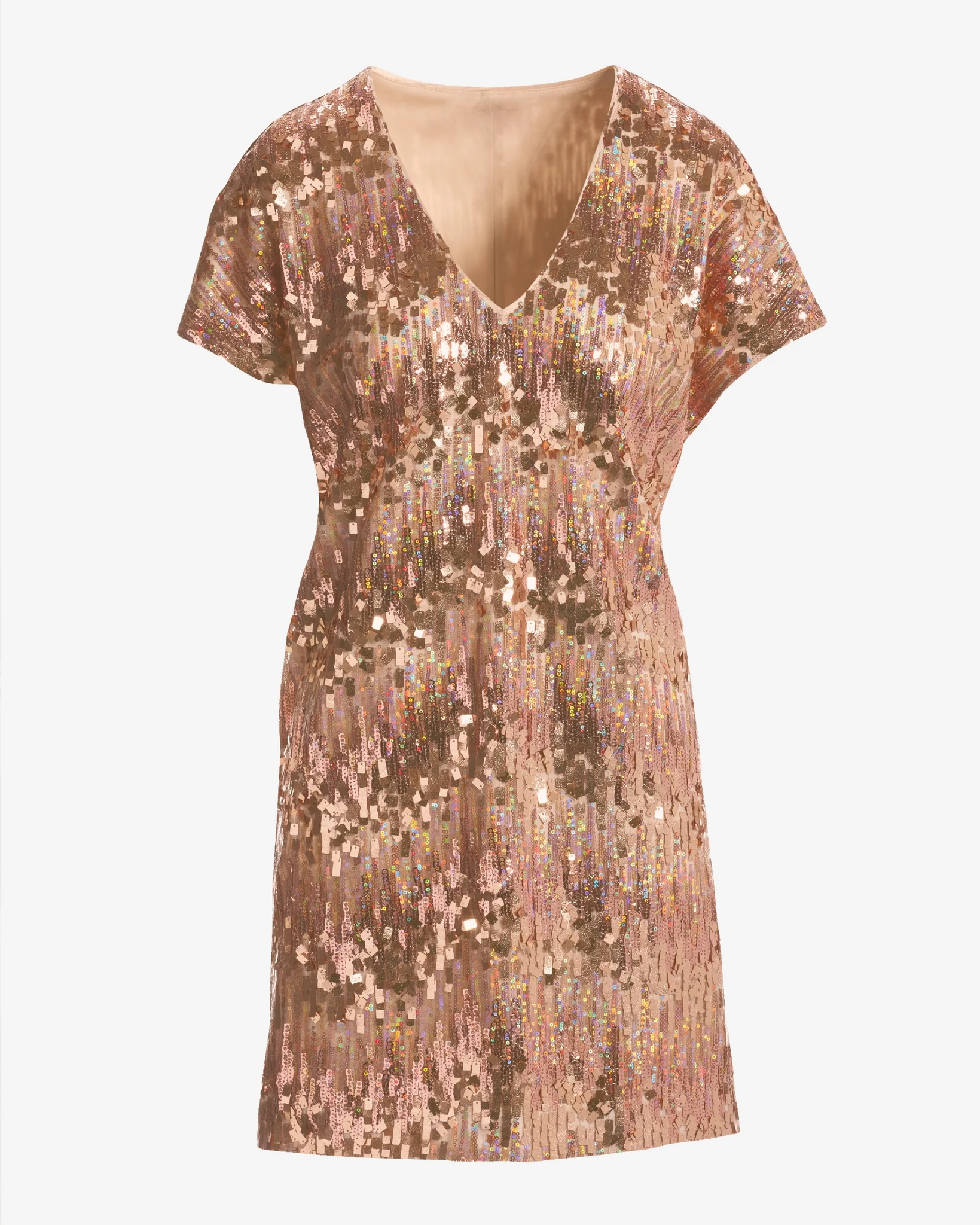 Sequin Short Sleeve Shift Dress Rose Gold - Mycitystee