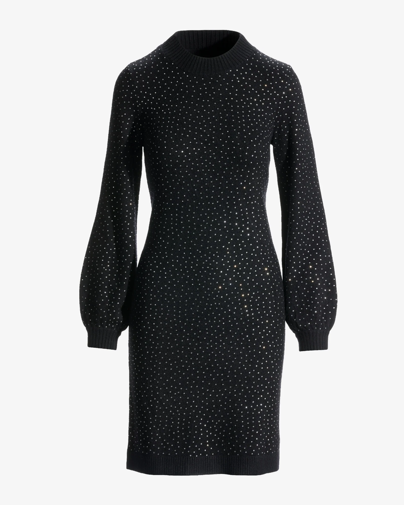 Crystal Turtleneck Sweater Dress Black - Mycitystee