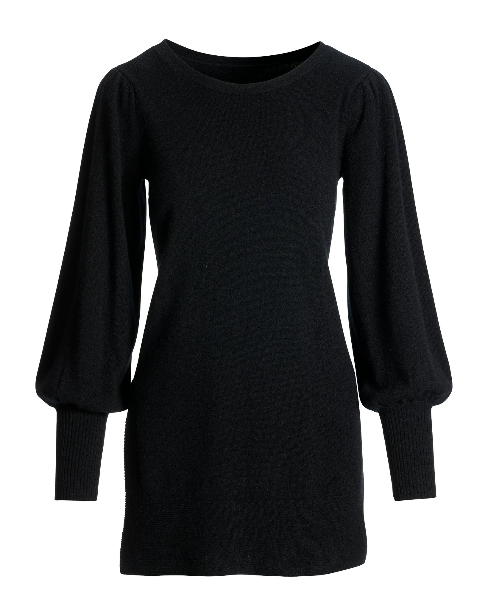 Cashmere Puff Sleeve Sweater Tunic Black - Mycitystee