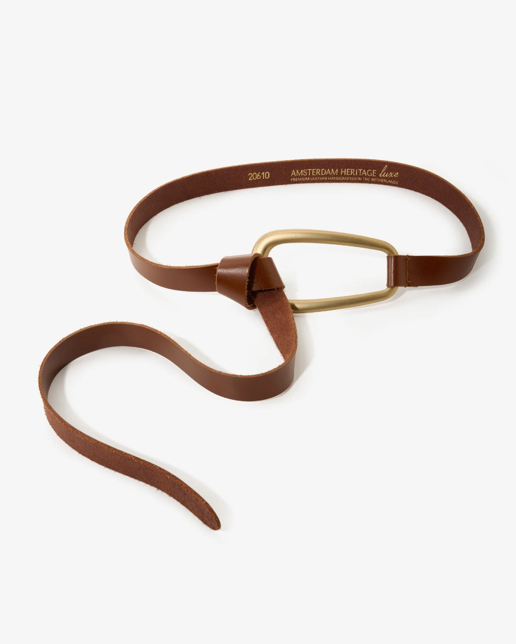 Knotted Leather Hardware Belt Cognac - Mycitystee