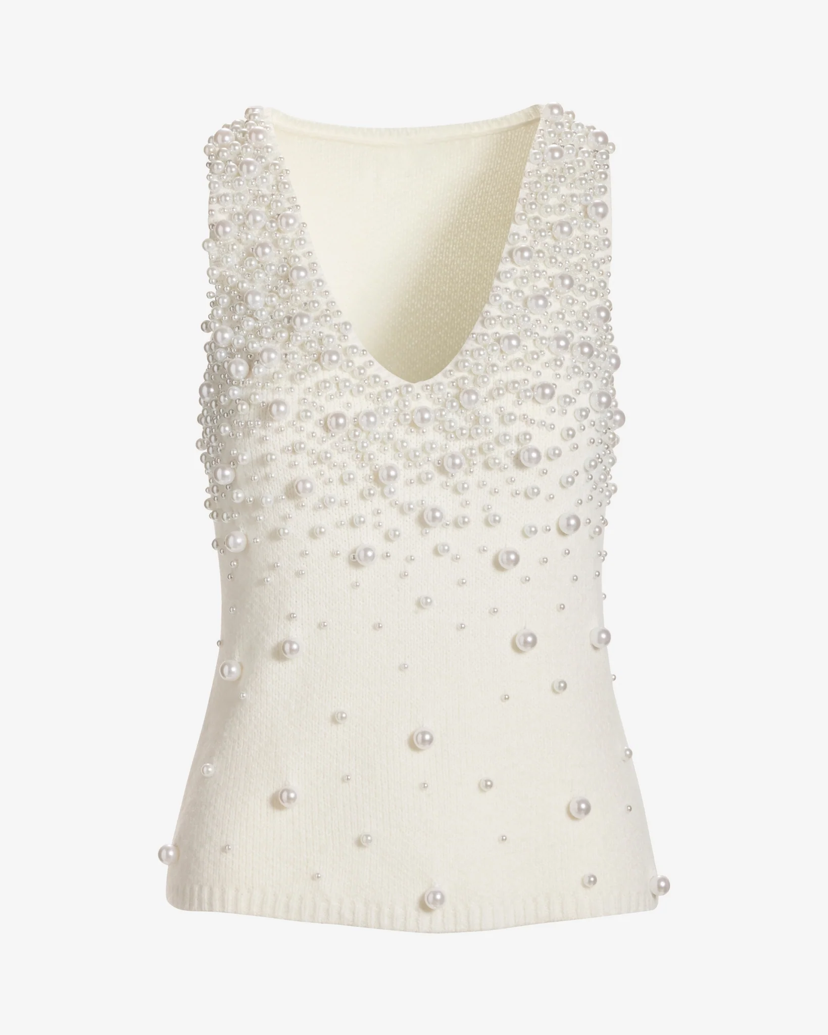 Pearl Embellished Sweater Tank Off White - Mycitystee