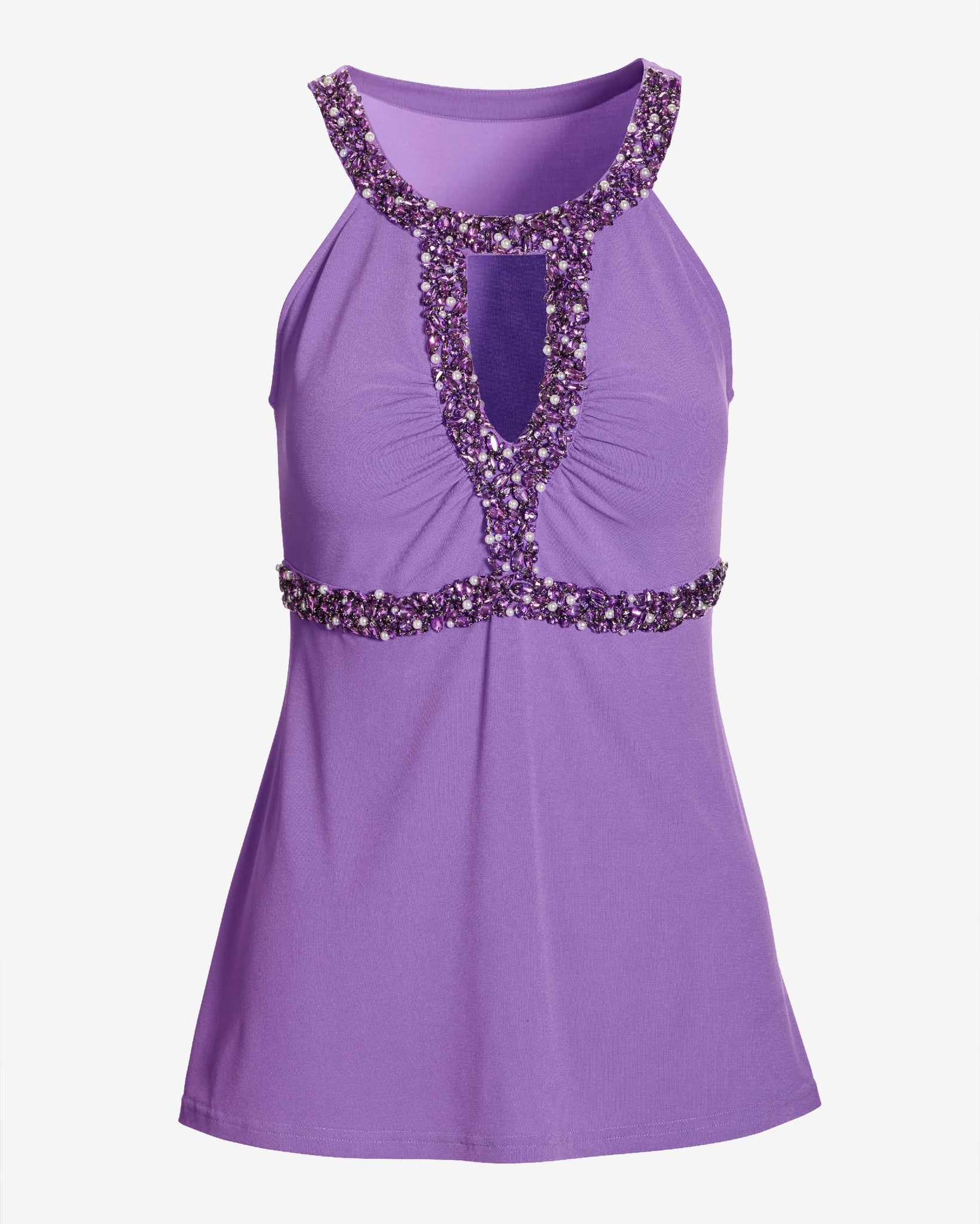 Gem Embellished Halter Top Amethyst Orchid - Mycitystee