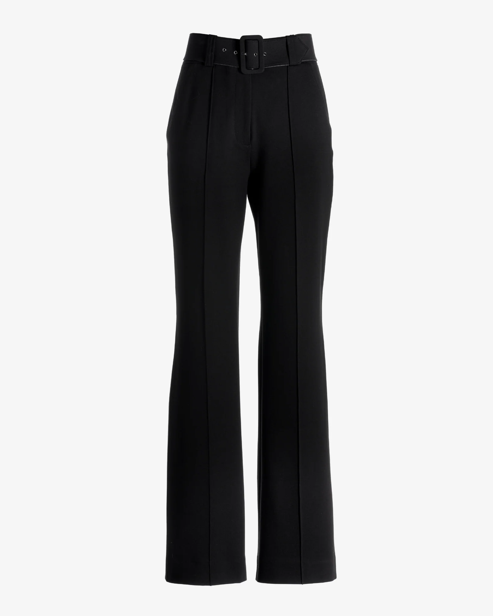 Malibu Belted Ponte High Waist Wide Leg Trouser Pant Black - Mycitystee