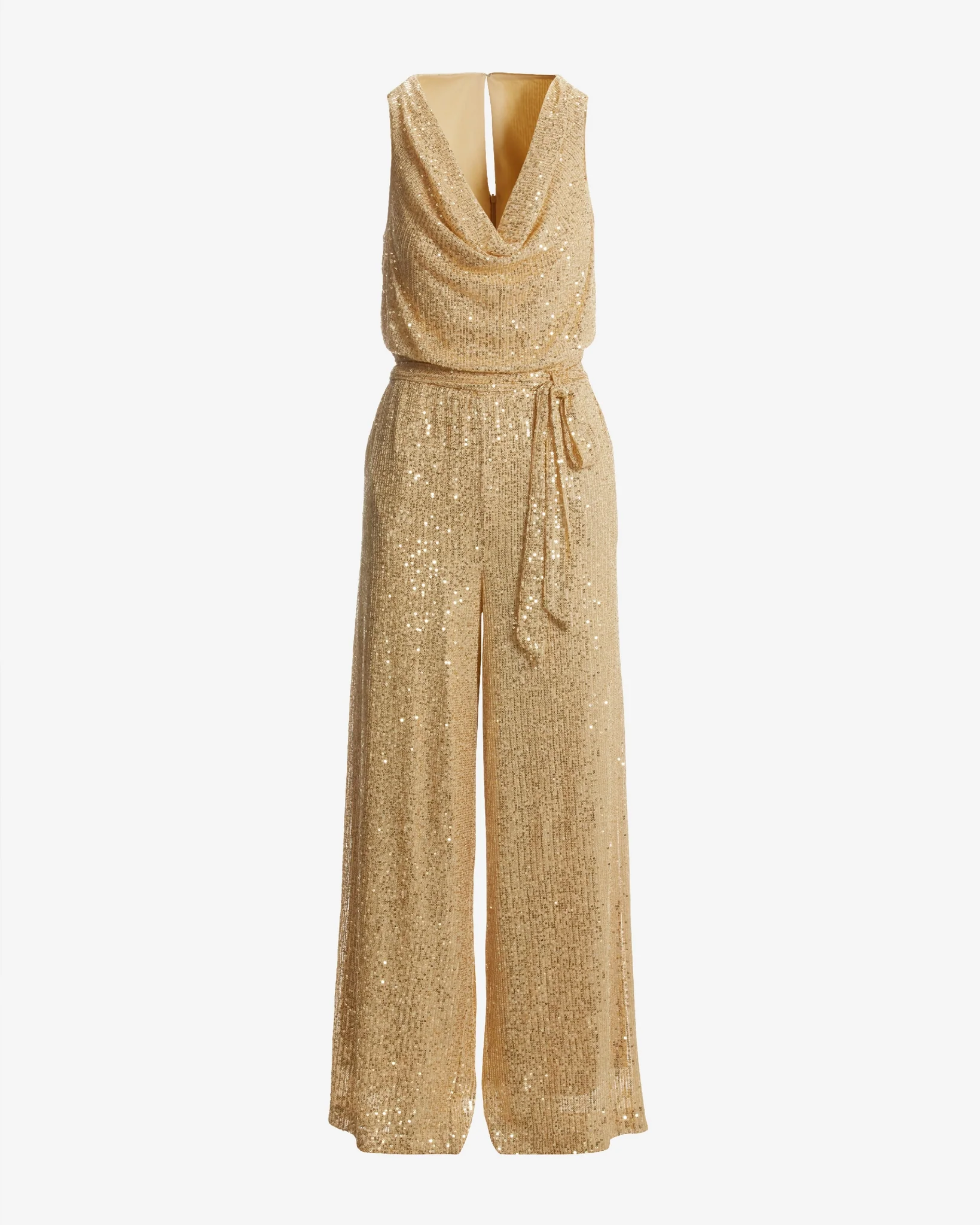 Sequin Cowl Neck Jumpsuit Gold - Mycitystee