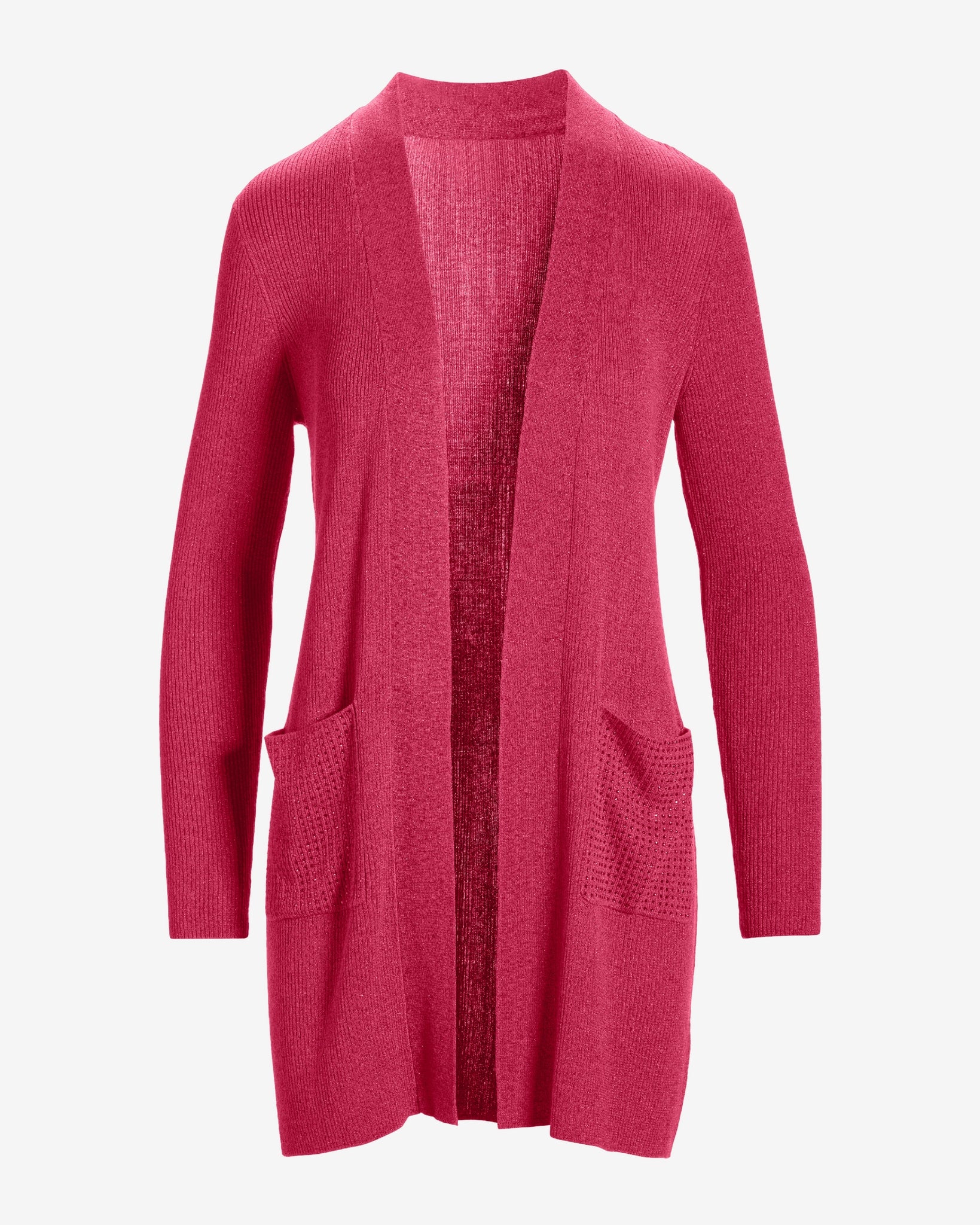 Rhinestone Pocket Lounge Cardigan Bright Pink - Mycitystee