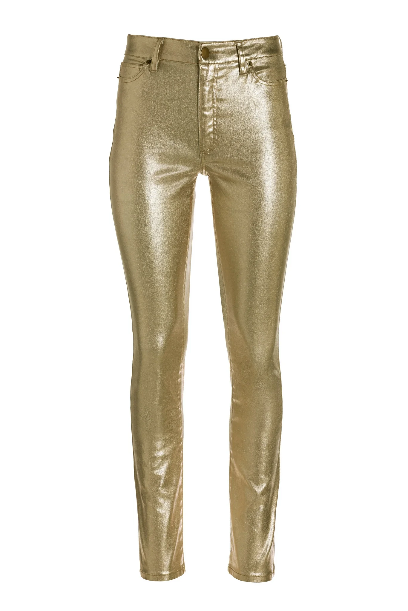 Metallic Coated Slim-Straight Jean Gold Metallic - Mycitystee