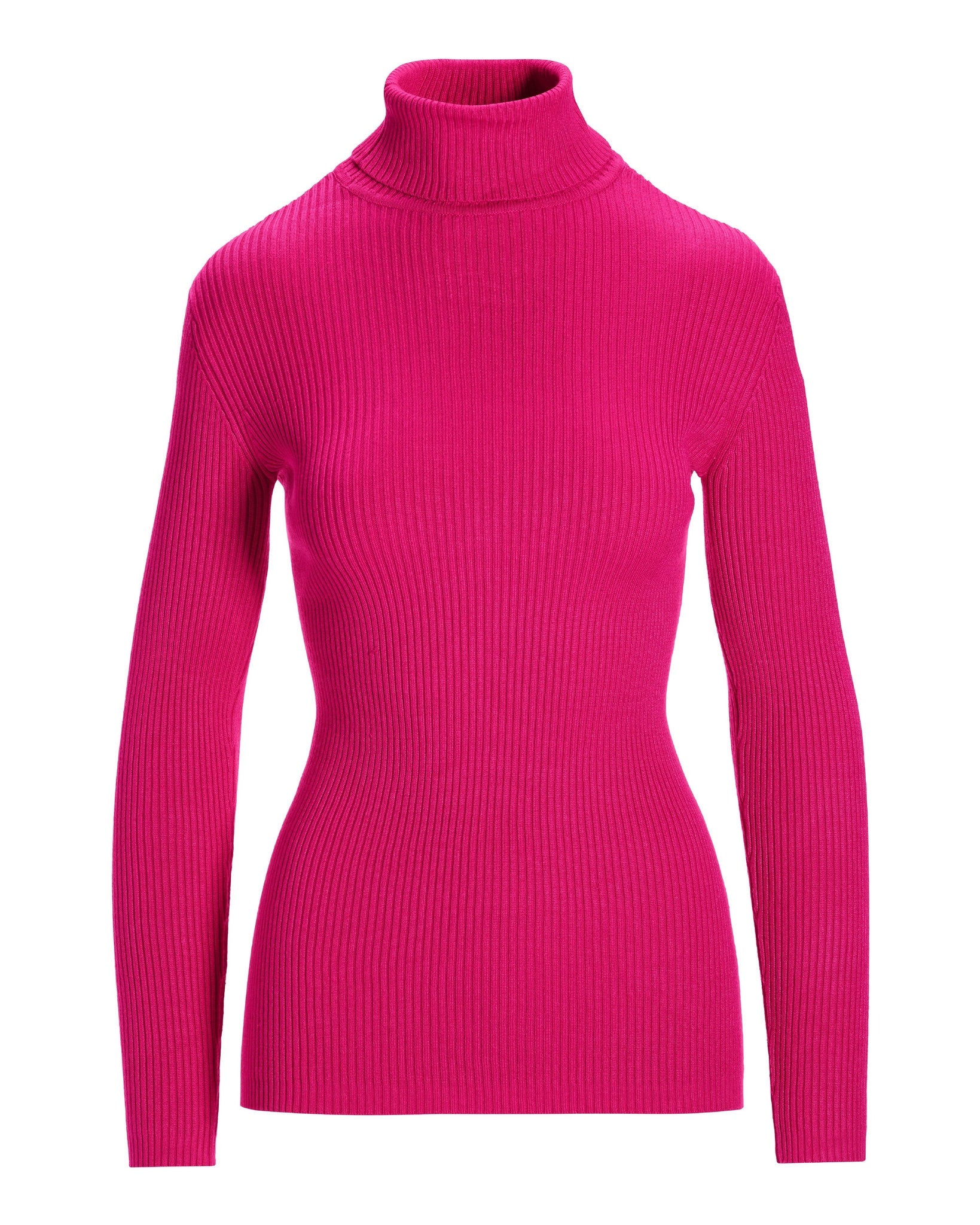 Ribbed Turtleneck Sweater Pink Peacock - Mycitystee