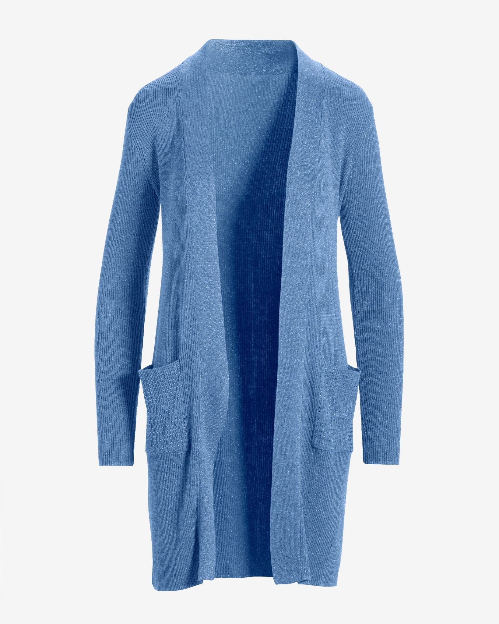 Rhinestone Pocket Lounge Cardigan Clear Blue Sky - Mycitystee