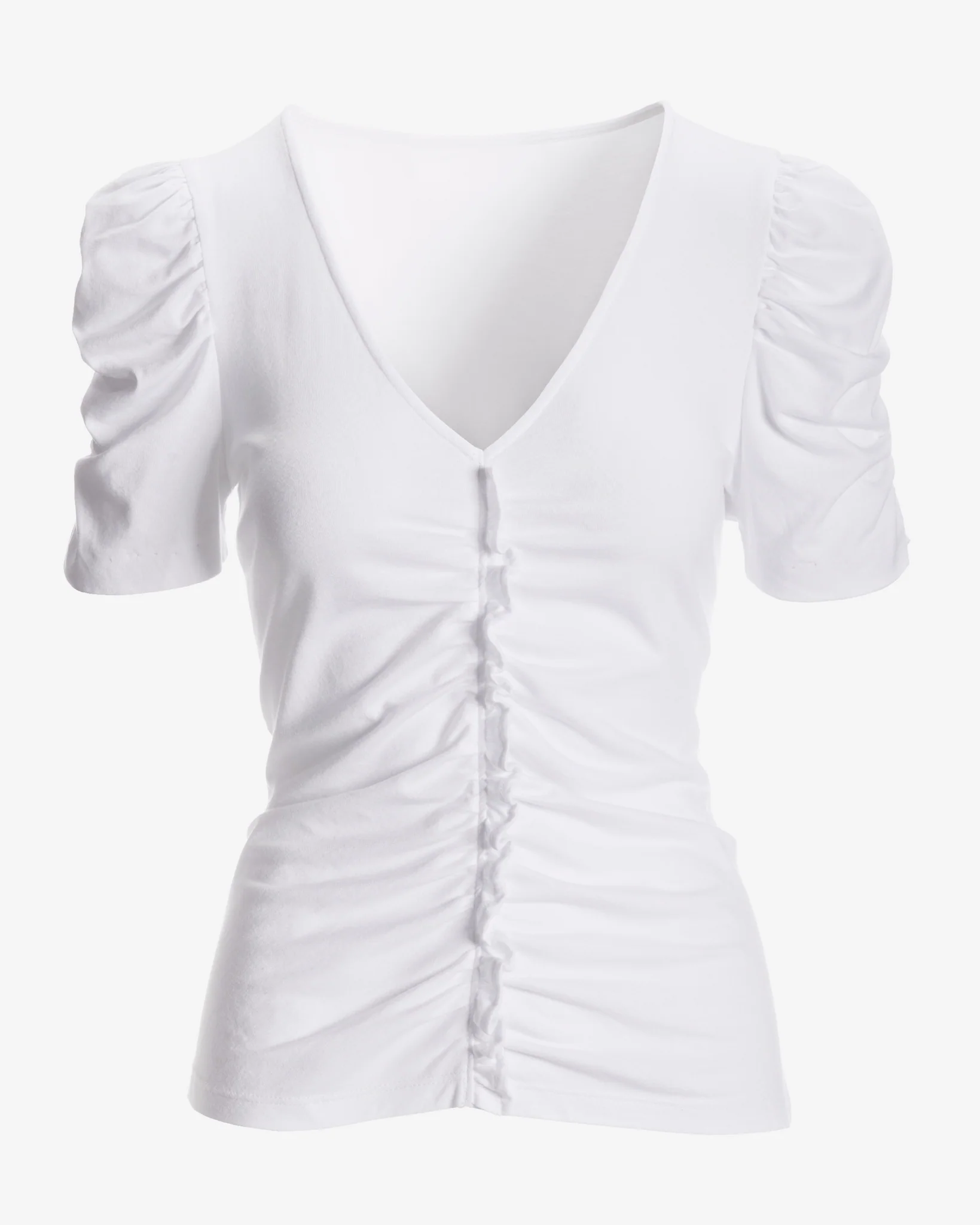 Ruched Ruffle Short Sleeve Tee White - Mycitystee