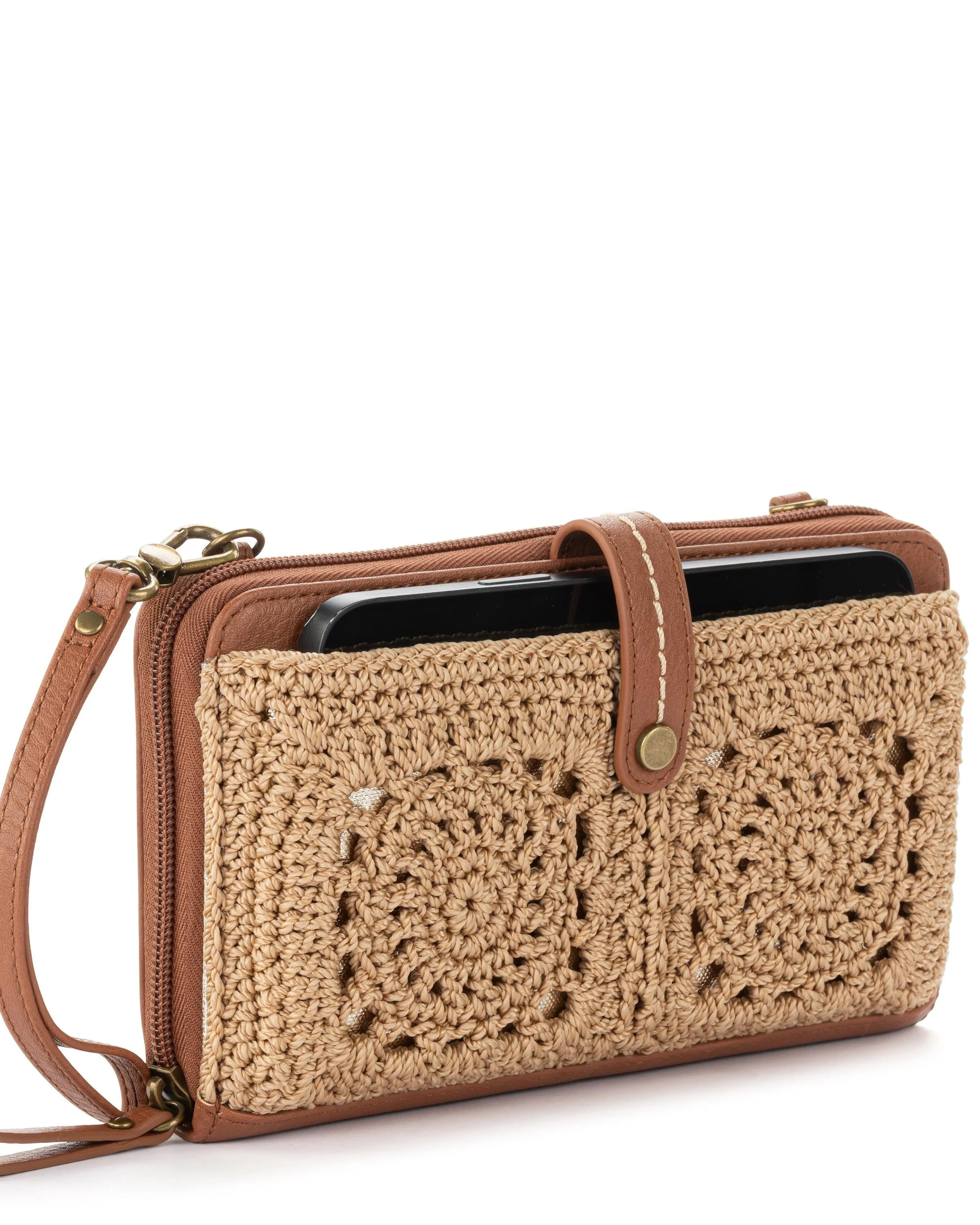 Iris Smartphone Wallet - Hand Crochet - Bamboo Medallion - Mycitystee