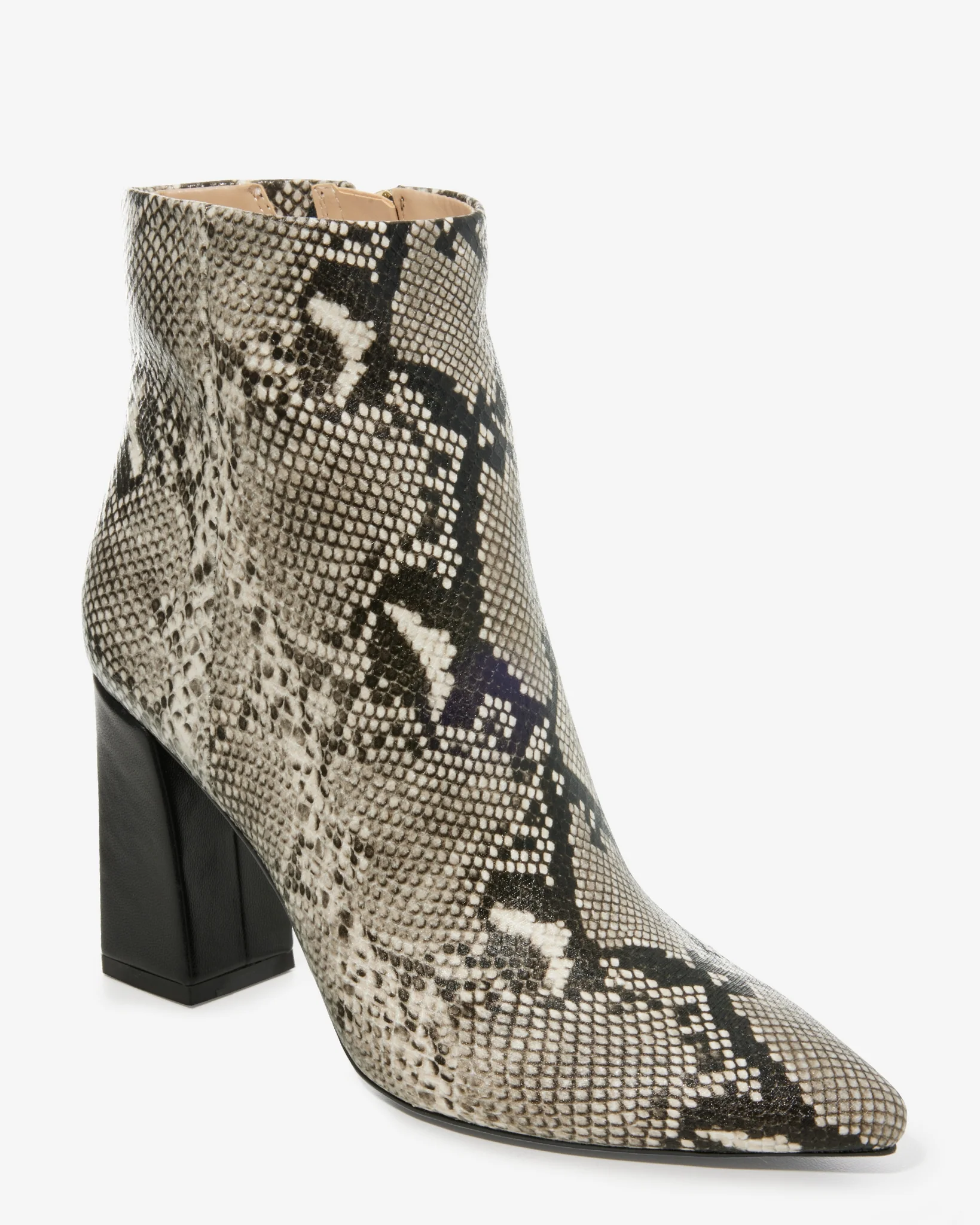Python Block Heel Bootie Black/White - Mycitystee