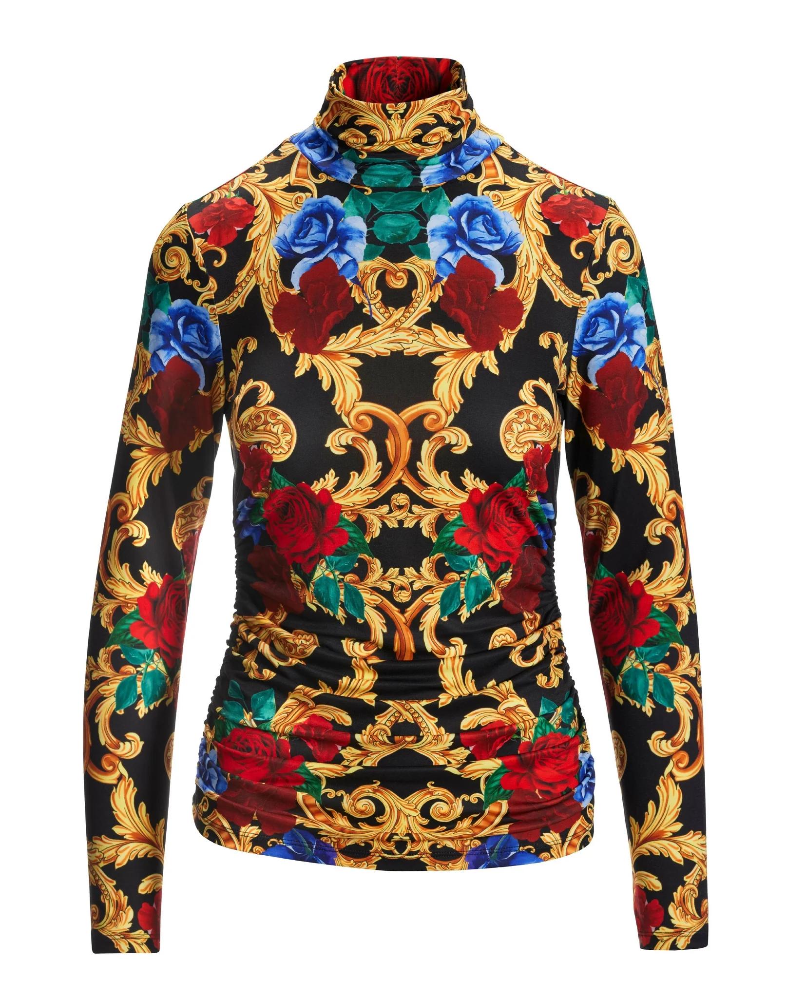 So Chic Holiday Status Printed Turtleneck Black/Gold - Mycitystee